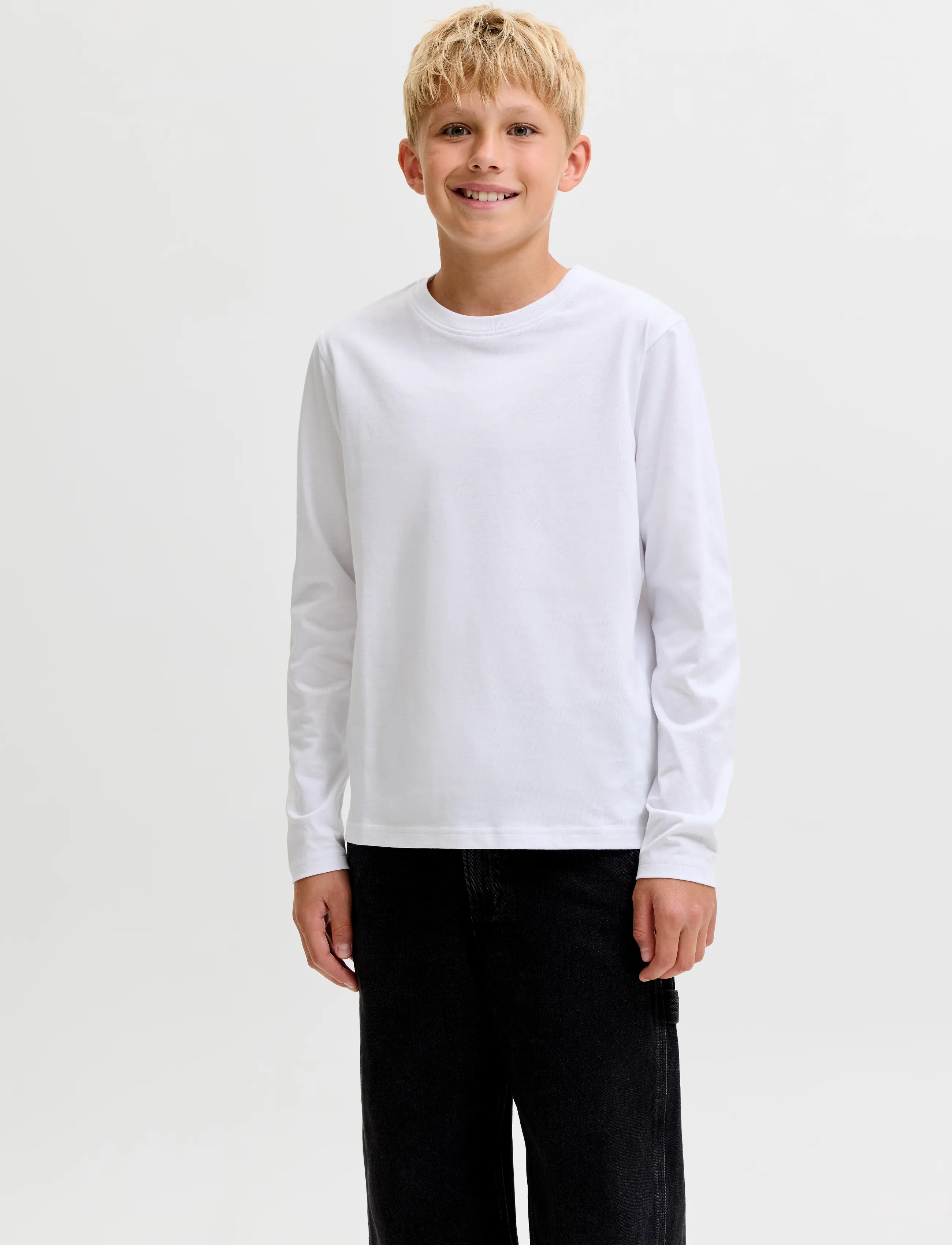 Jack & Jones JJEORGANIC RLX TEE LS O-NECK NOOS JNR - T-shirts - BRIGHT WHITE / white