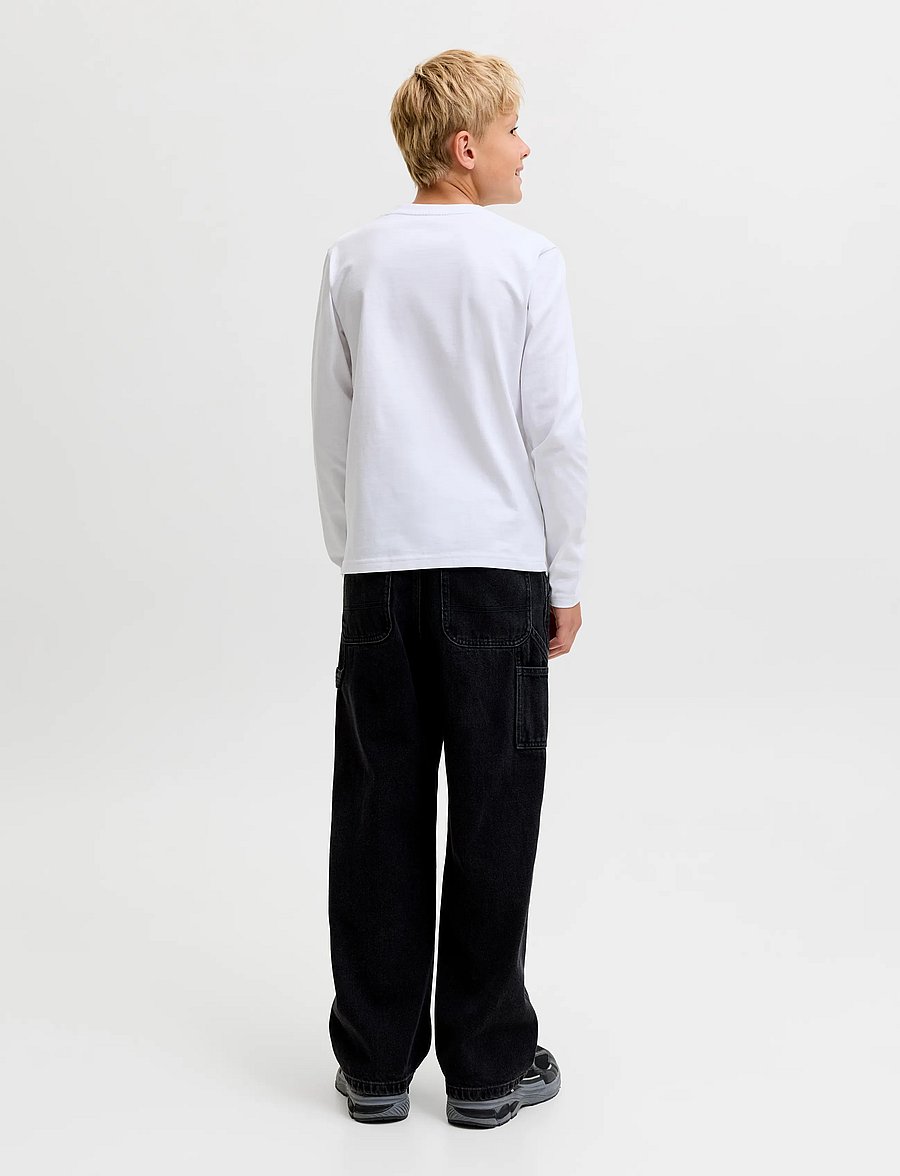 Jack & Jones - JJEORGANIC RLX TEE LS O-NECK NOOS JNR - langærmede t-shirts - bright white - 3