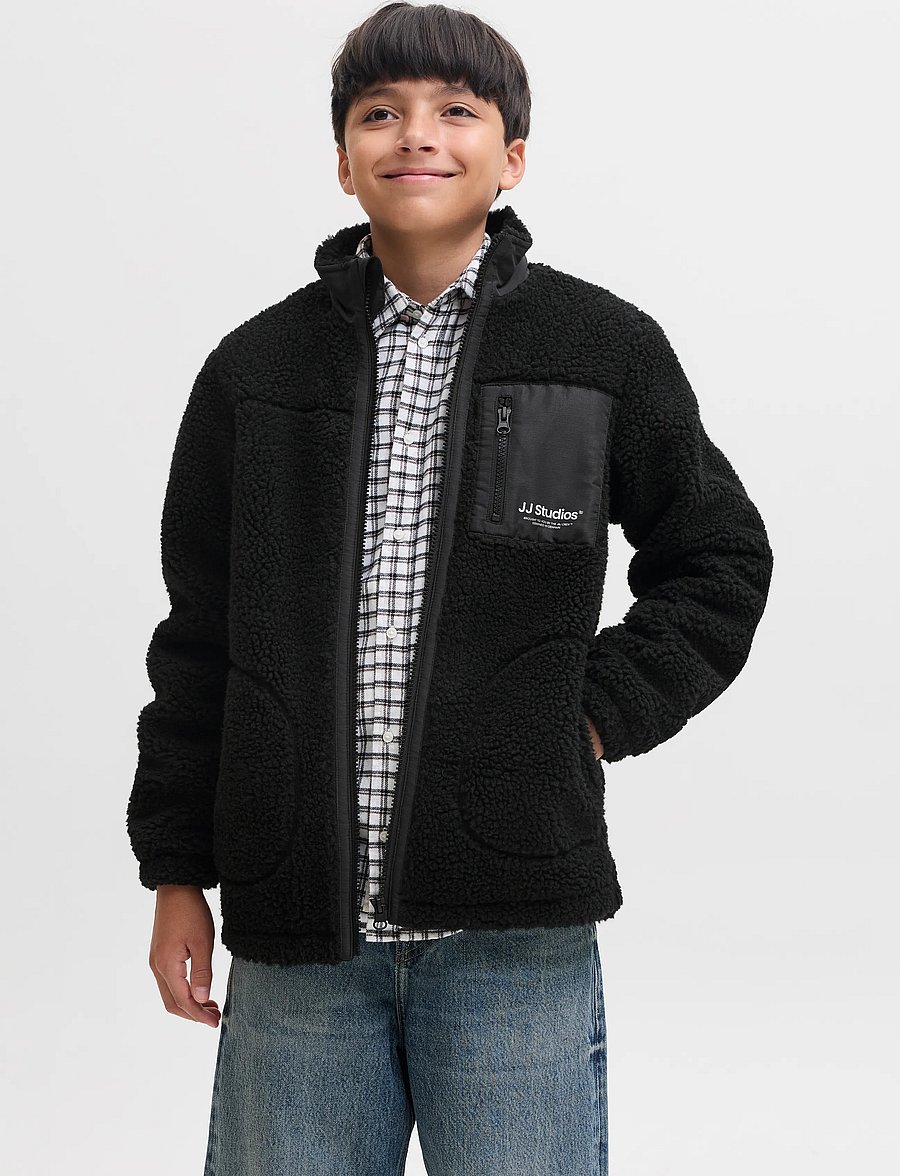 Jack & Jones - JJESOHO TEDDY JACKET AW26 SN JNR - fleecejacken - black - 0