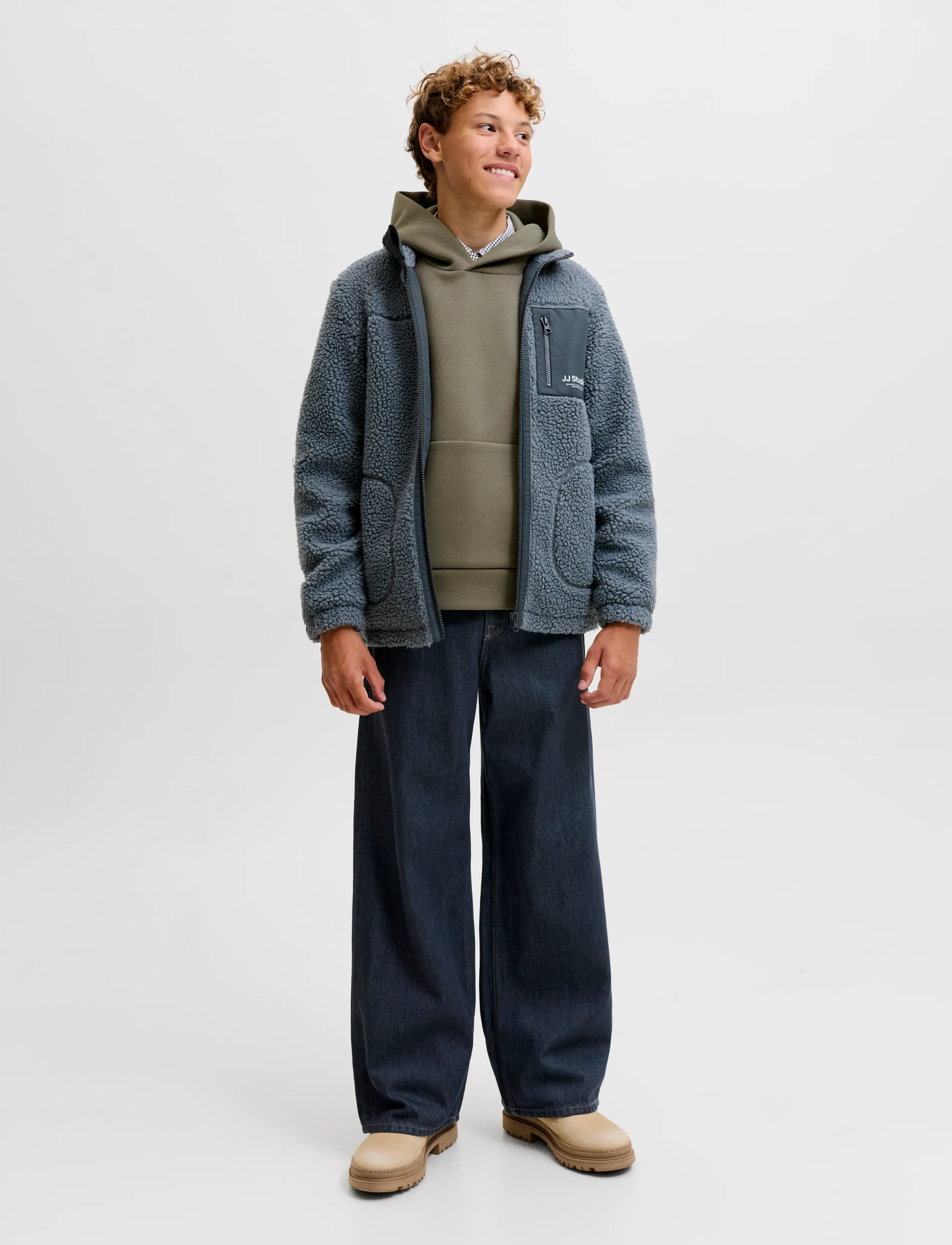 Jack & Jones - JJEBARRON SWEAT HOOD NOOS JNR - vetiver - 4