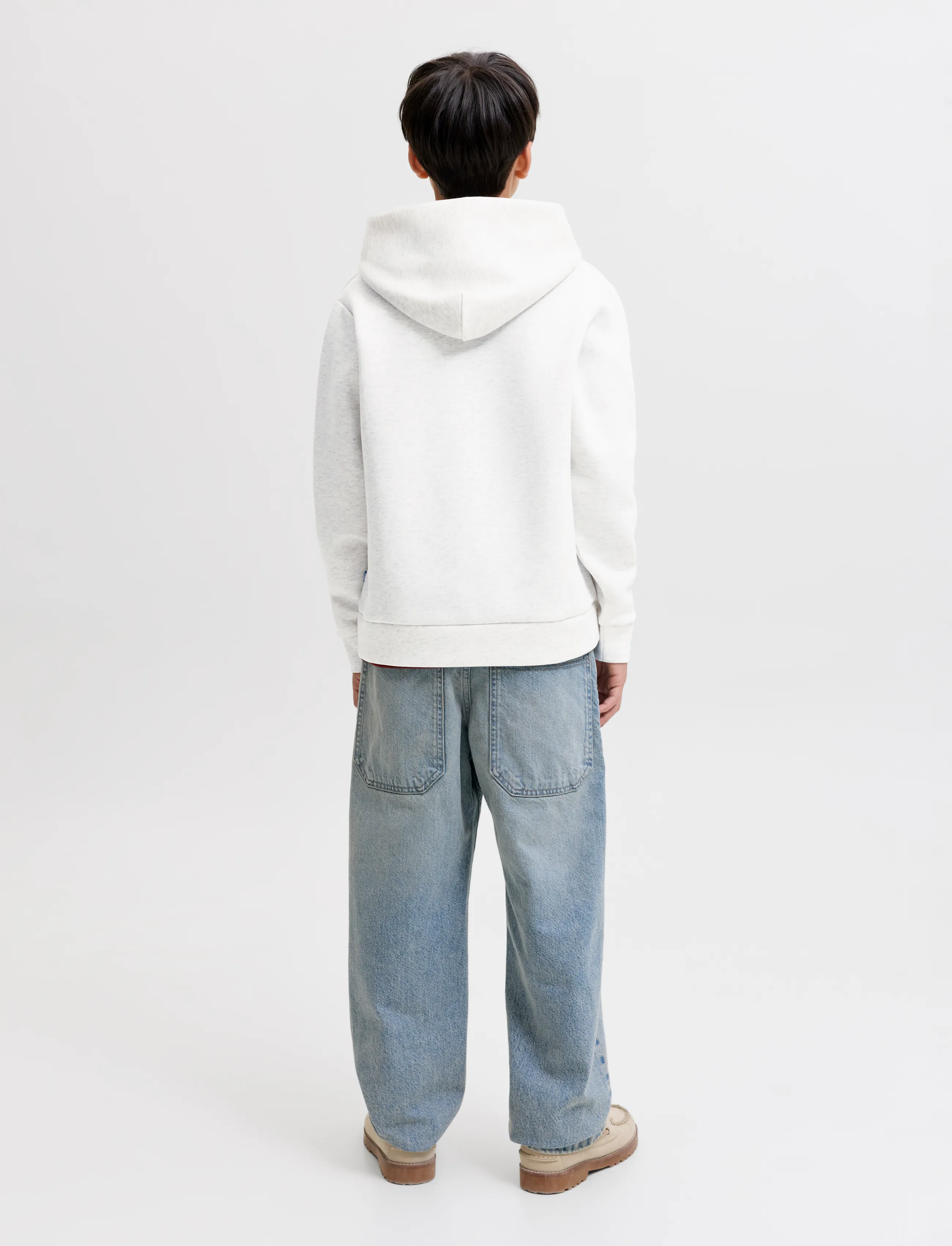 Jack & Jones - JJEBARRON SWEAT HOOD NOOS JNR - huvtröjor - white melange - 2