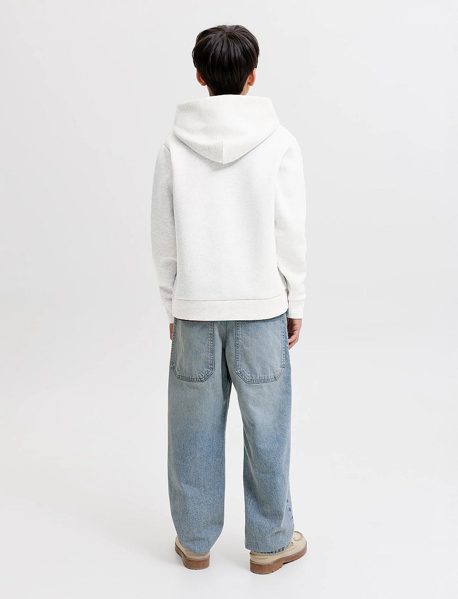 Jack & Jones - JJEBARRON SWEAT HOOD NOOS JNR - huvtröjor - white melange - 2