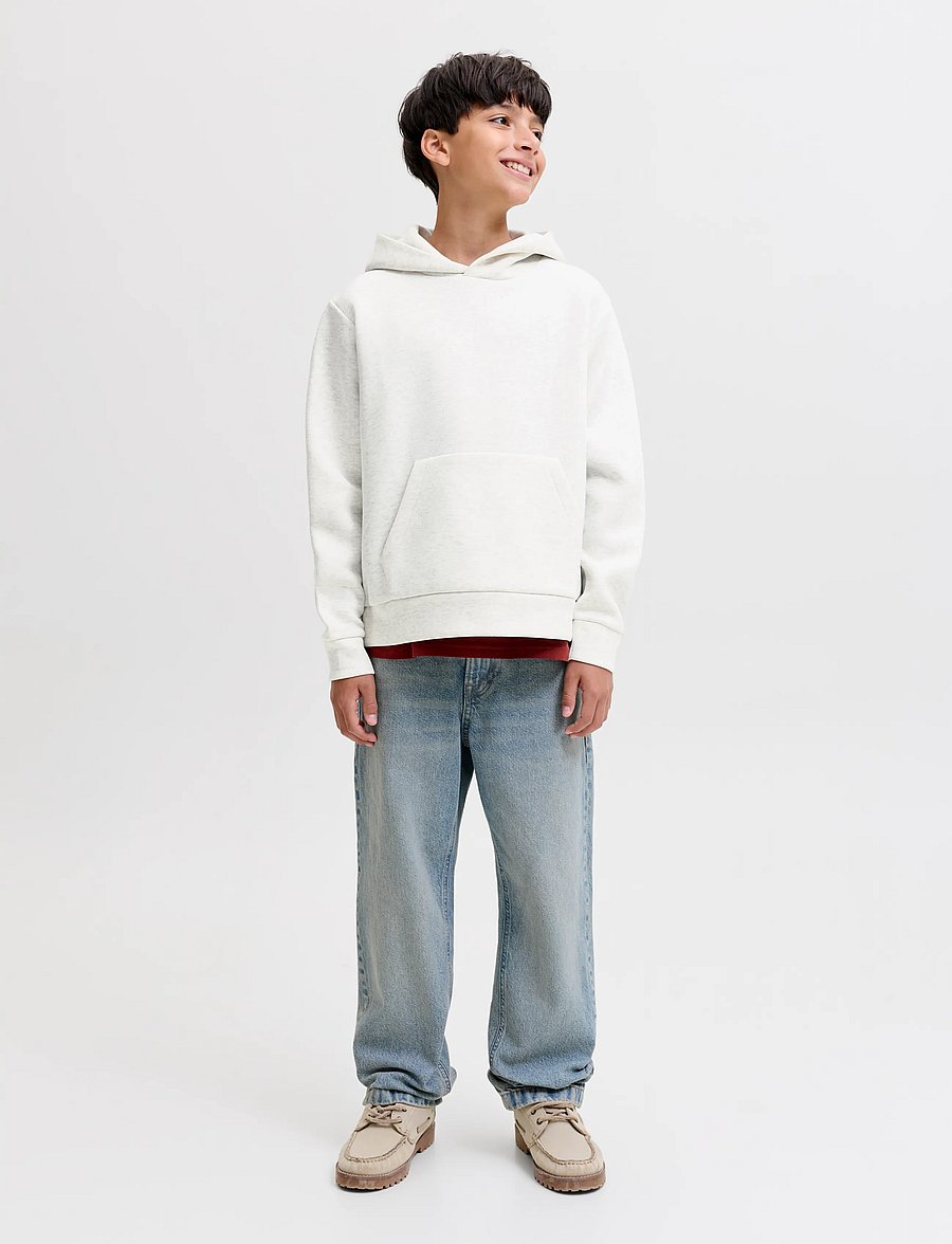 Jack & Jones - JJEBARRON SWEAT HOOD NOOS JNR - huvtröjor - white melange - 3