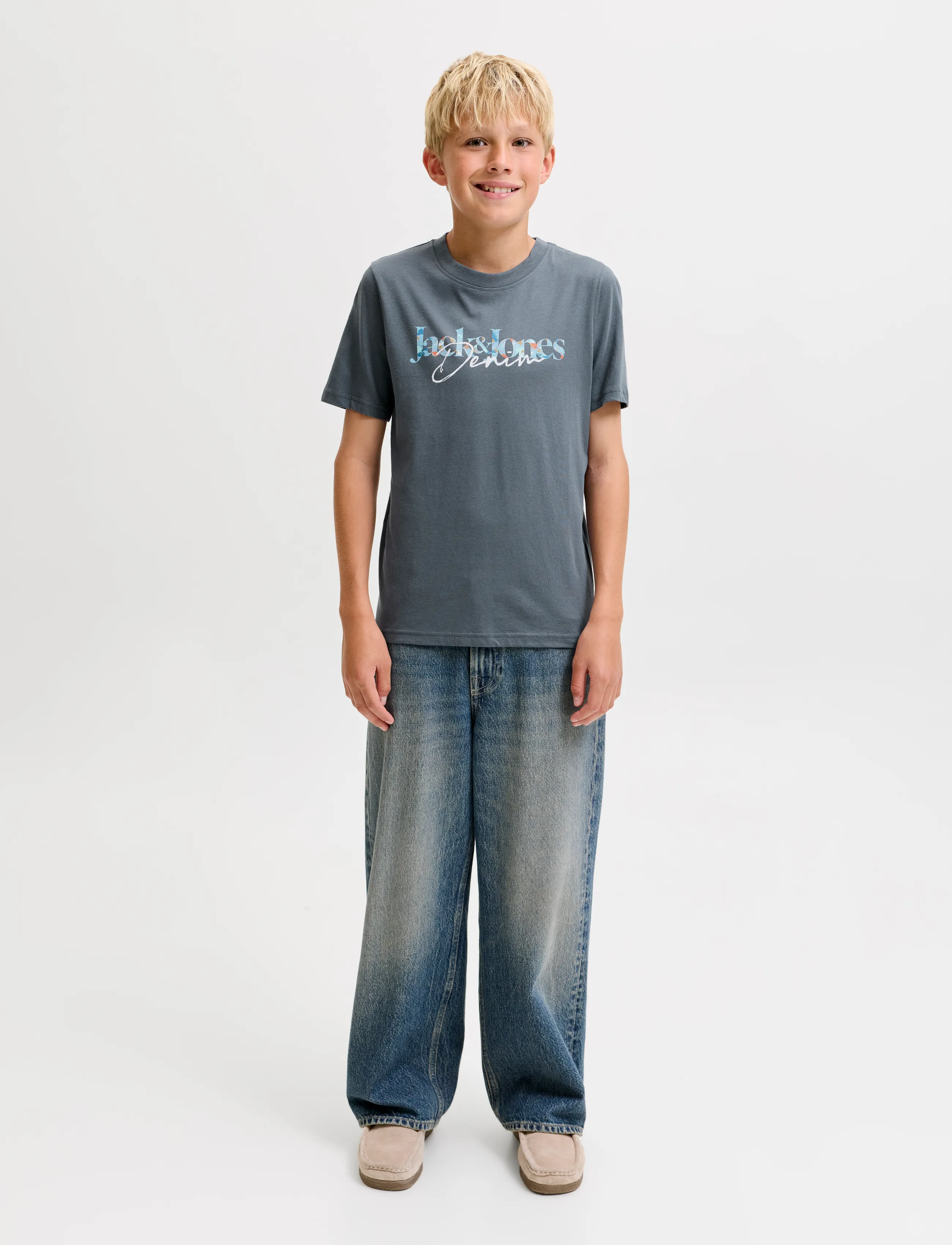Jack & Jones - JJTOM TEE SS CREW NECK SN JNR - kortærmede t-shirts - turbulence - 4