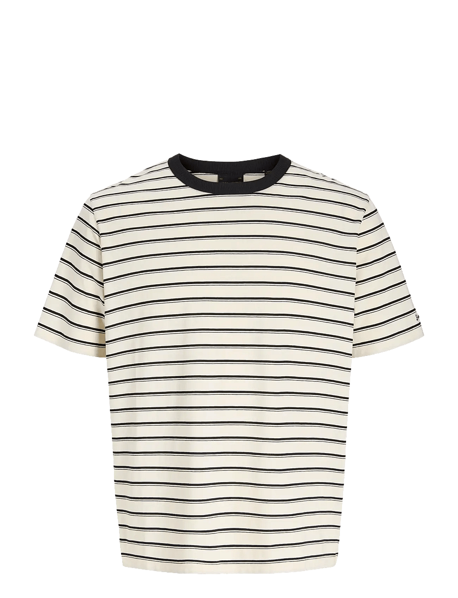 Jack & Jones - JJAXEL STRIPE TEE SS CREW NECK JNR - antique white - 0