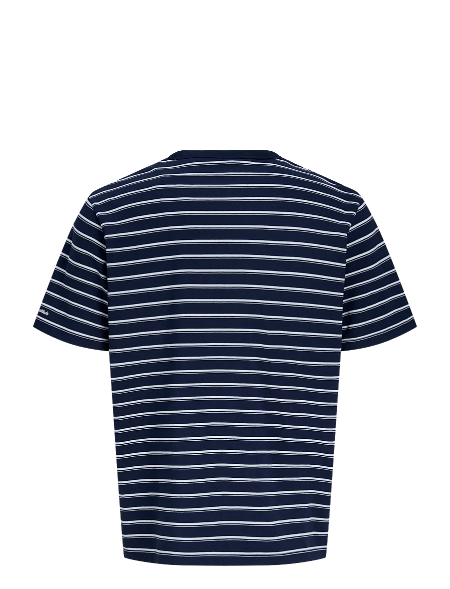 Jack & Jones - JJAXEL STRIPE TEE SS CREW NECK JNR - kortærmede t-shirts - navy blazer - 1