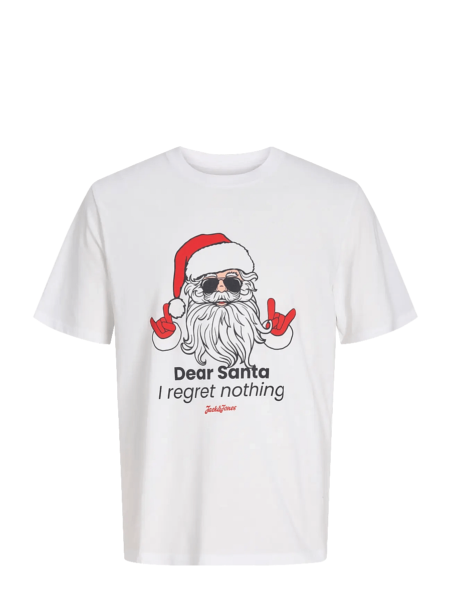 Jack & Jones - JJXMAS FUN TEE SS CREW NECK JNR - kortærmede t-shirts - bright white - 0