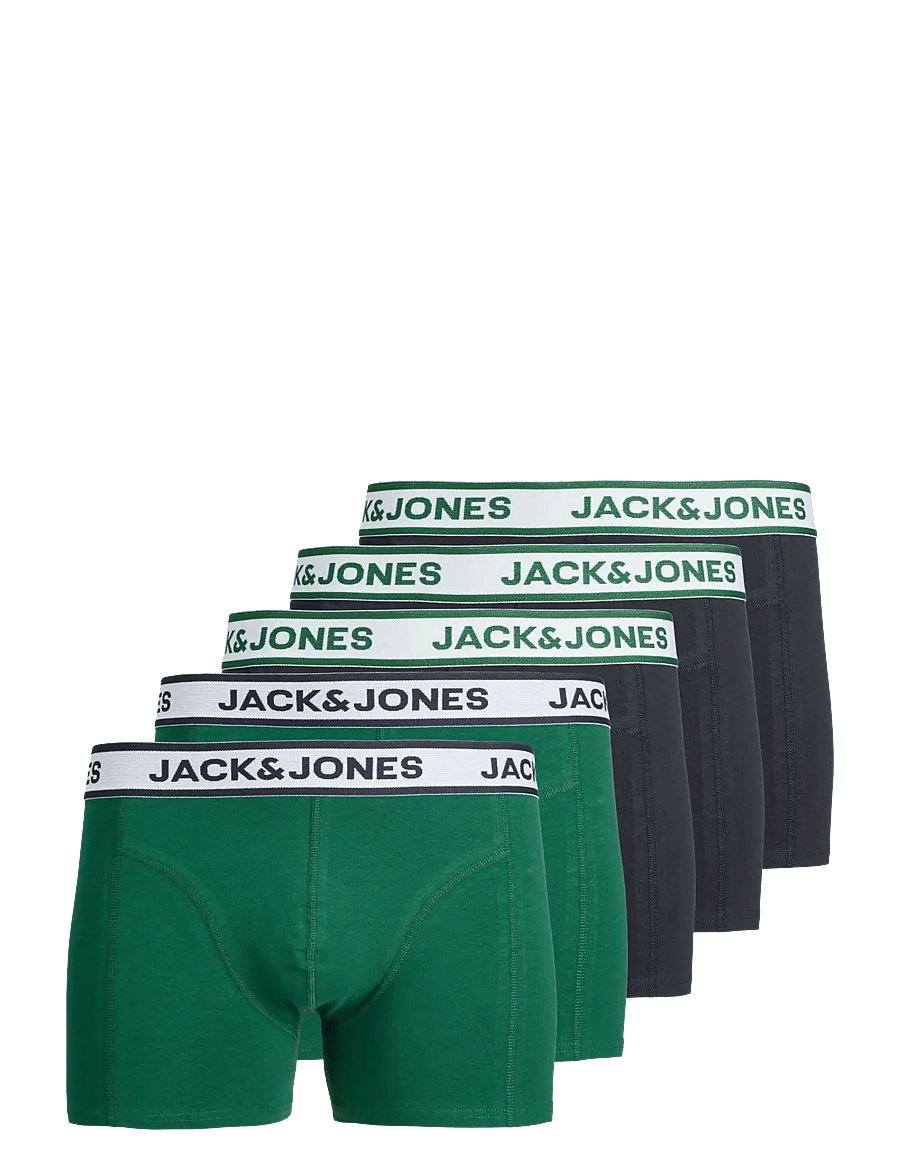 Jack & Jones - JACNOLAN SOLID TRUNKS 5 PACK JNR SN - kalsonger - rain forest - 0