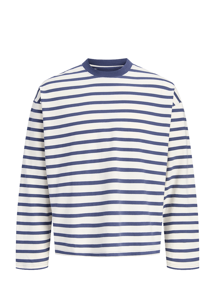 Jack & Jones - JORNORREBRO STRIPE TEE LS CREW NECK JNR - långärmade t-shirts - crown blue - 1