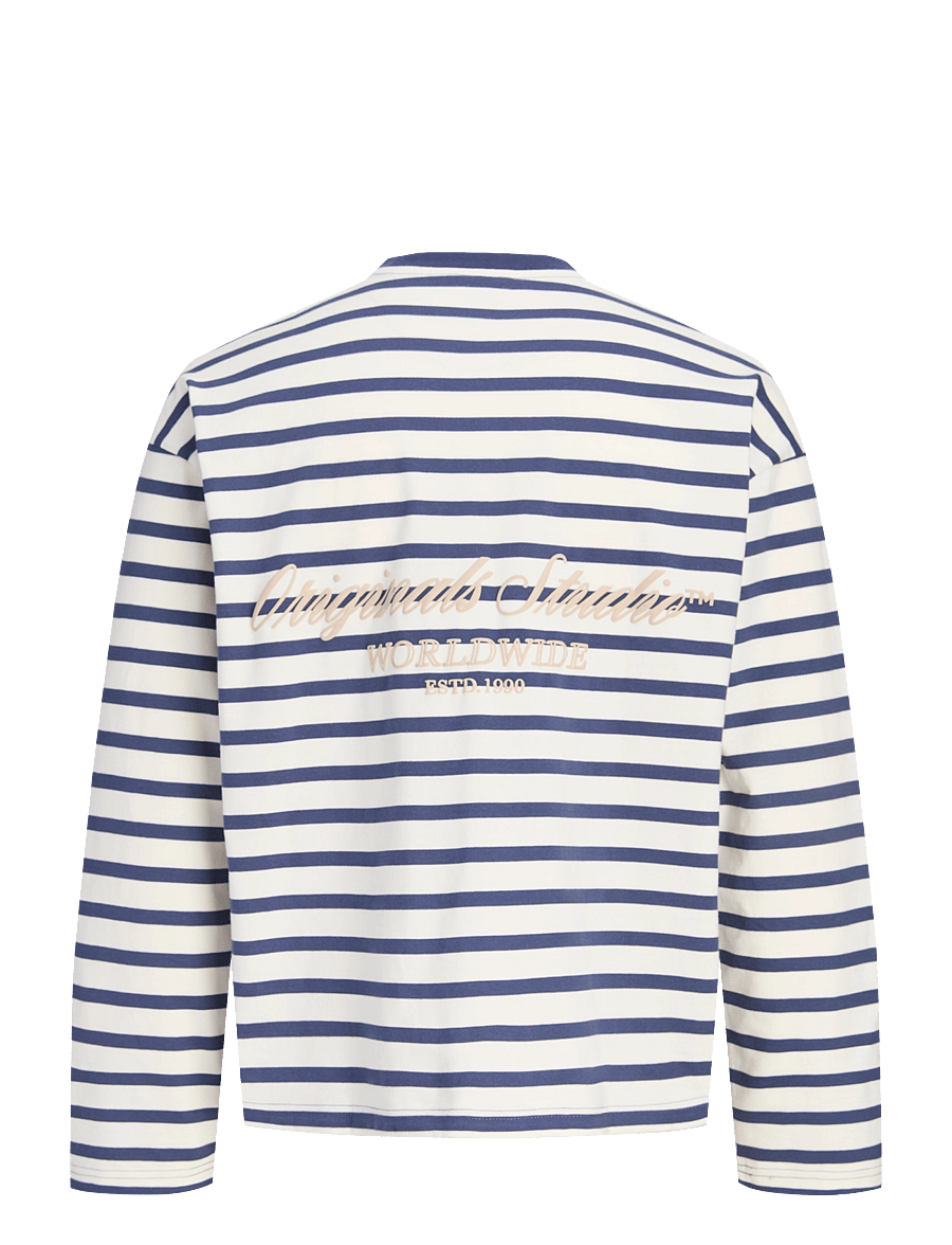 Jack & Jones - JORNORREBRO STRIPE TEE LS CREW NECK JNR - långärmade t-shirts - crown blue - 2