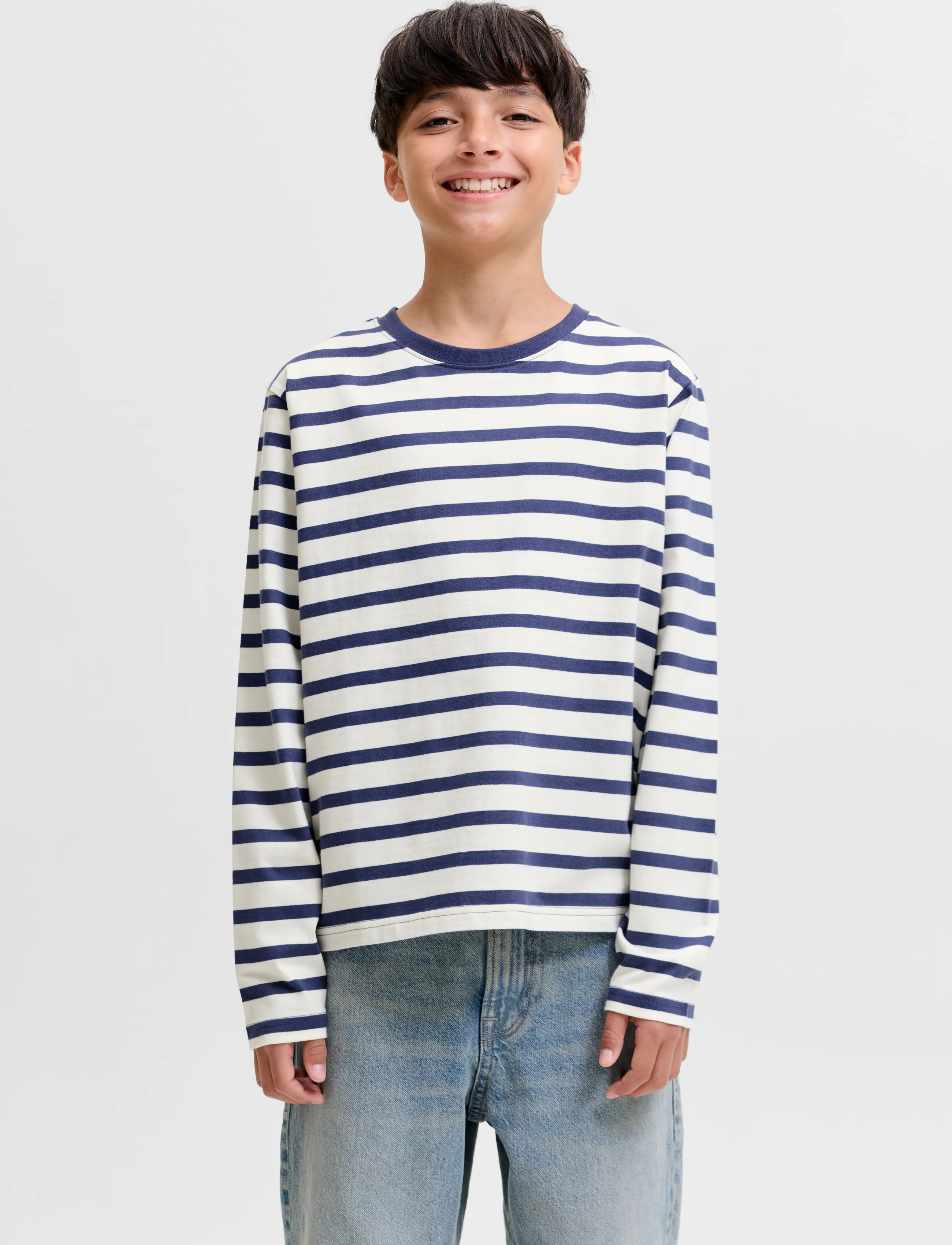 Jack & Jones JORNORREBRO STRIPE TEE LS CREW NECK JNR - Toppar & T-shirts - CROWN BLUE / navy
