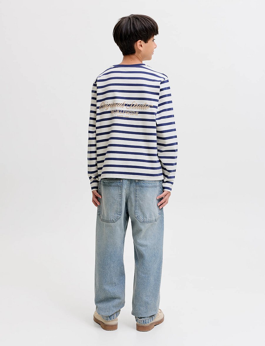 Jack & Jones - JORNORREBRO STRIPE TEE LS CREW NECK JNR - långärmade t-shirts - crown blue - 3