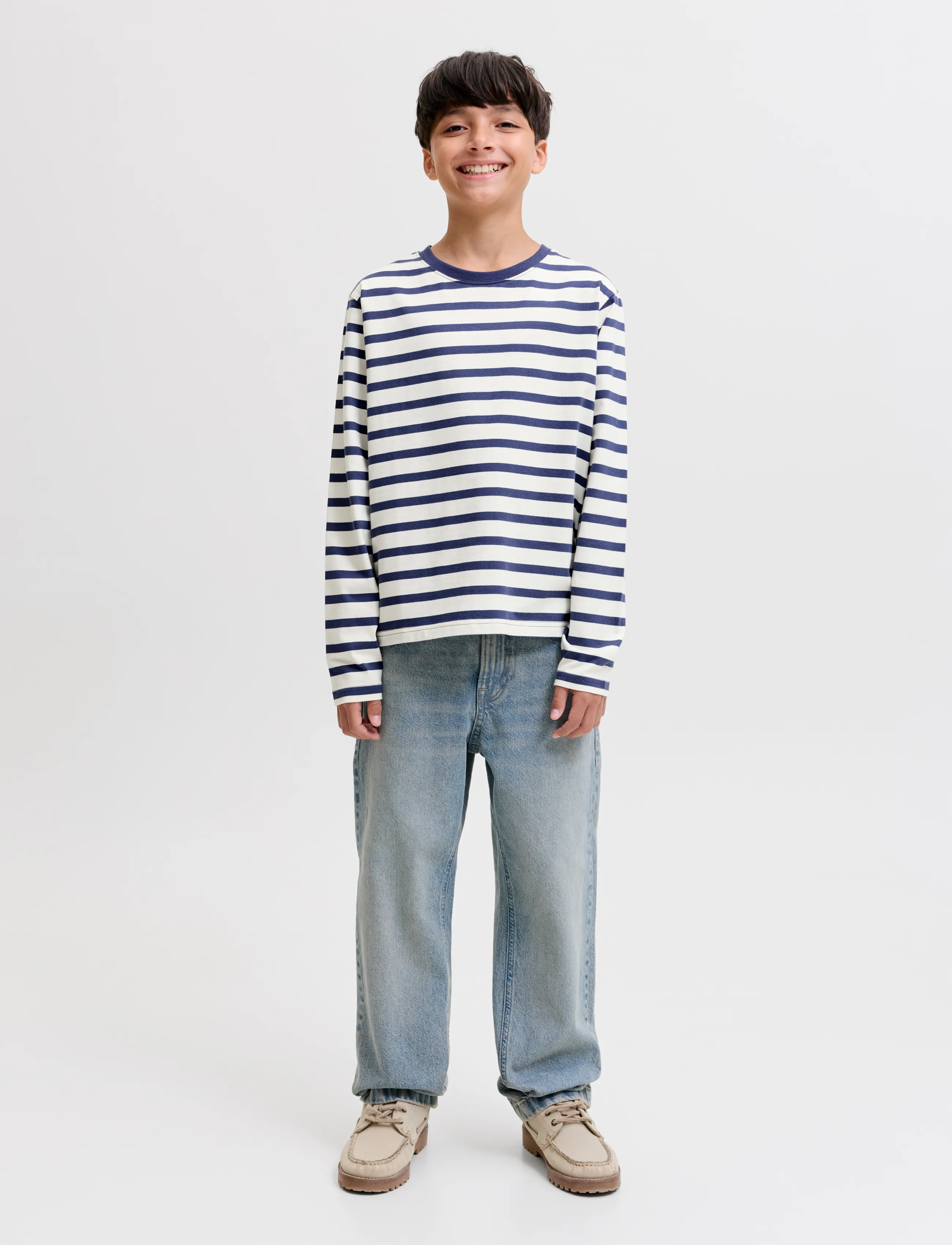 Jack & Jones - JORNORREBRO STRIPE TEE LS CREW NECK JNR - långärmade t-shirts - crown blue - 4