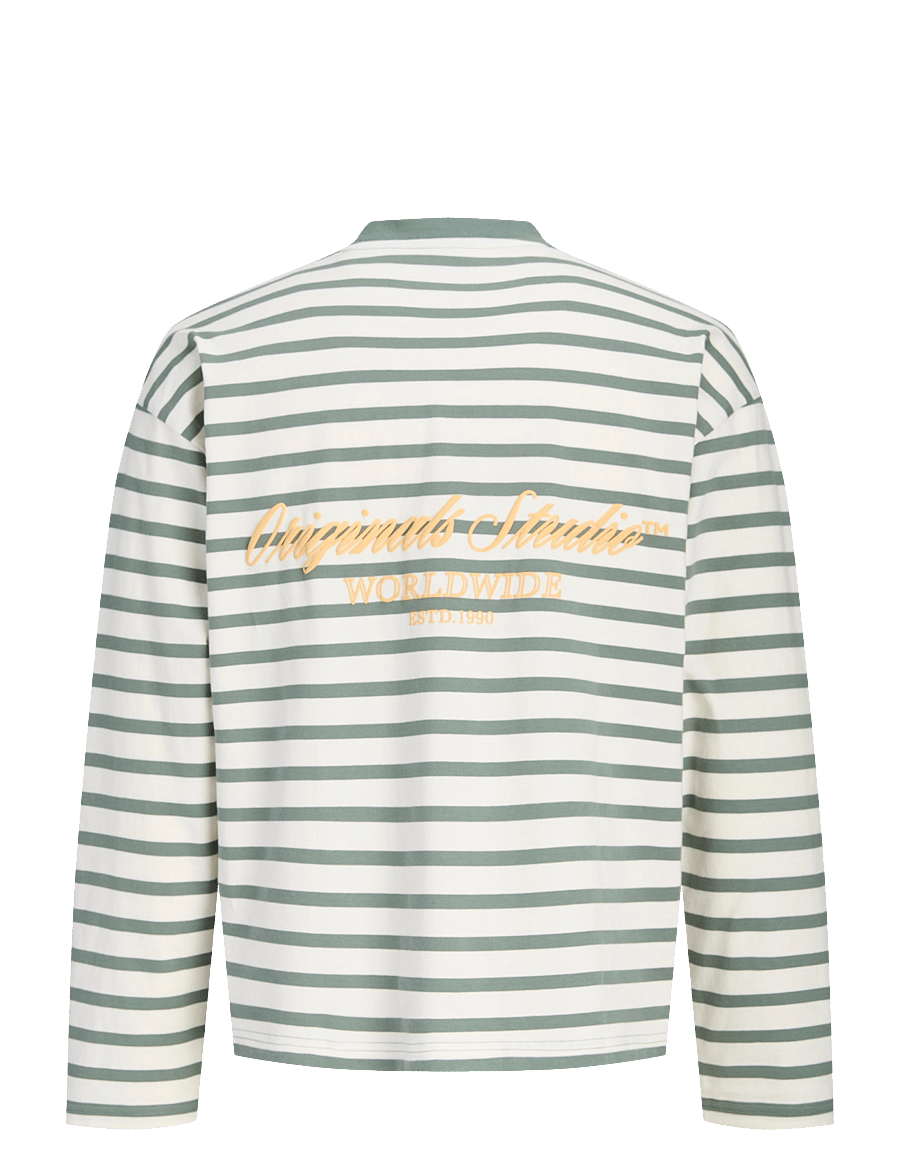 Jack & Jones - JORNORREBRO STRIPE TEE LS CREW NECK JNR - långärmade t-shirts - laurel wreath - 1