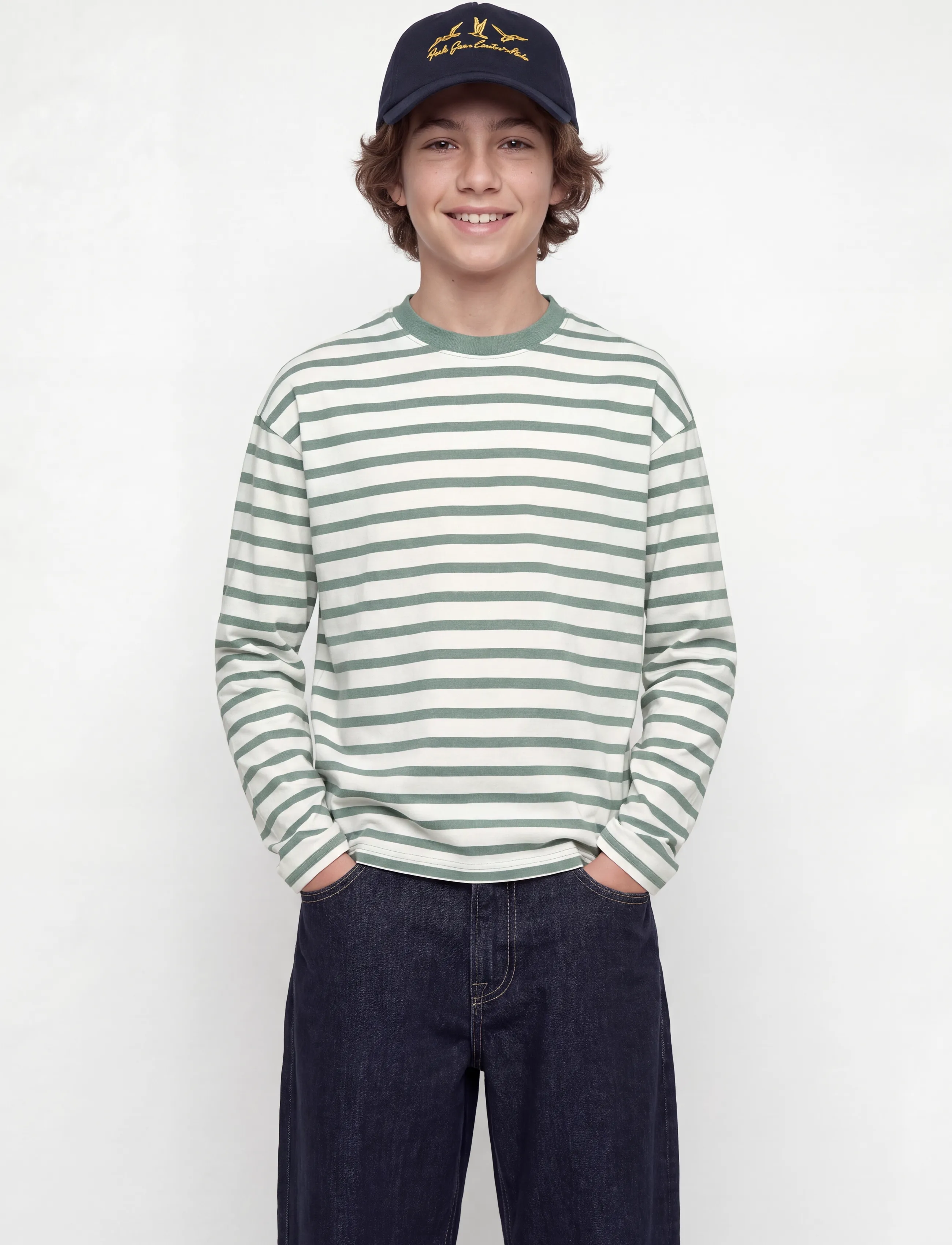 Jack & Jones JORNORREBRO STRIPE TEE LS CREW NECK JNR - Oberteile & T-Shirts - LAUREL WREATH / green