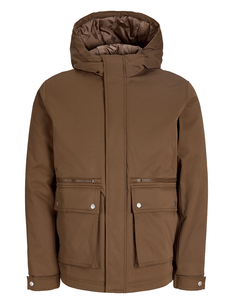 Jack & Jones - JJEWOLF PARKA JACKET SN JNR - daunen- und steppjacken - cocoa - 0