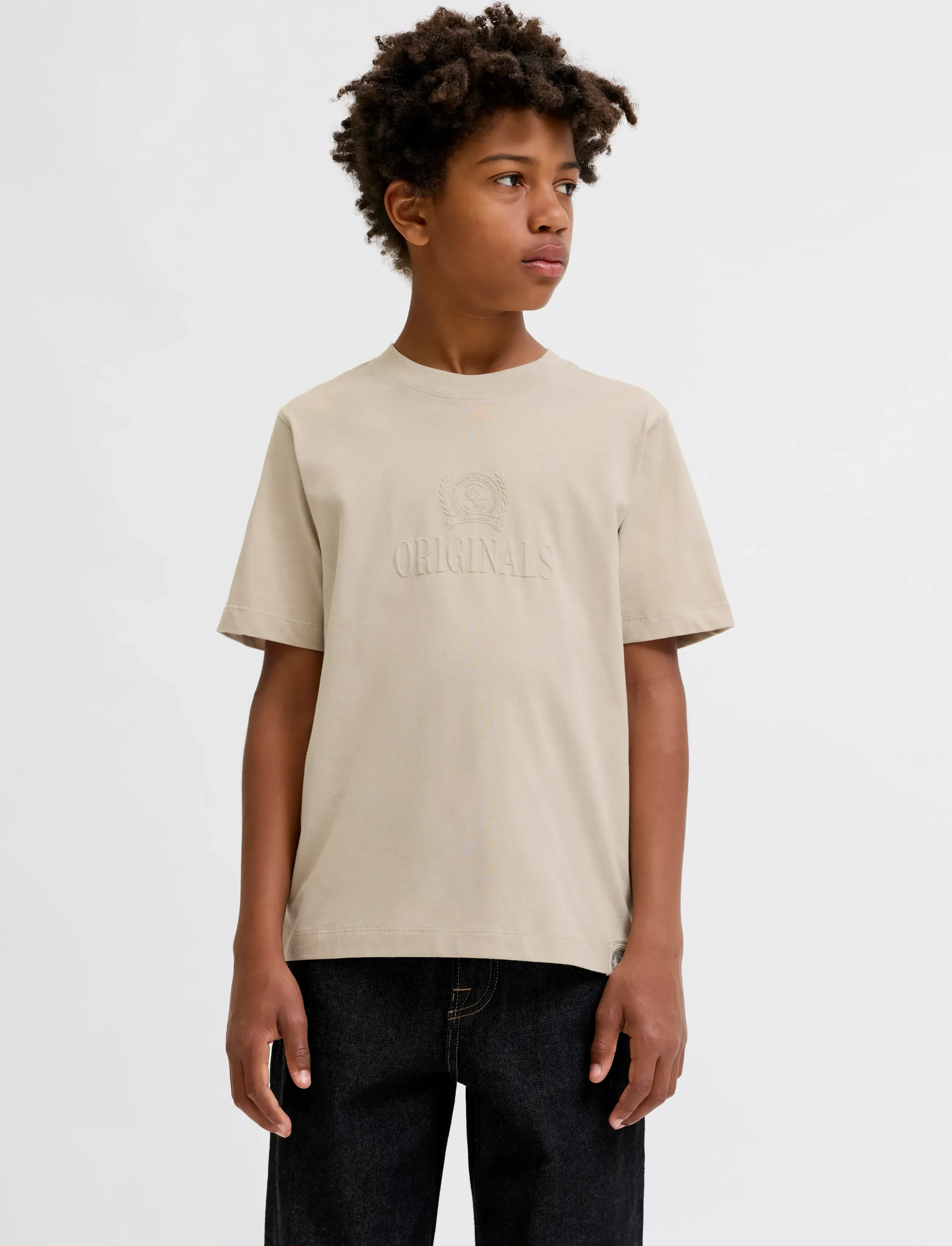 Jack & Jones JORFREDERIKSBERG MONOGRAM TEE SS CN JNR - Lühikeste varrukatega T-särgid - FEATHER GRAY / grey