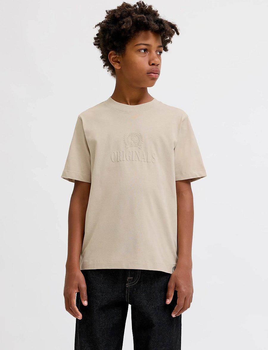 Jack & Jones - JORFREDERIKSBERG MONOGRAM TEE SS CN JNR - lühikeste varrukatega t-särgid - feather gray - 0