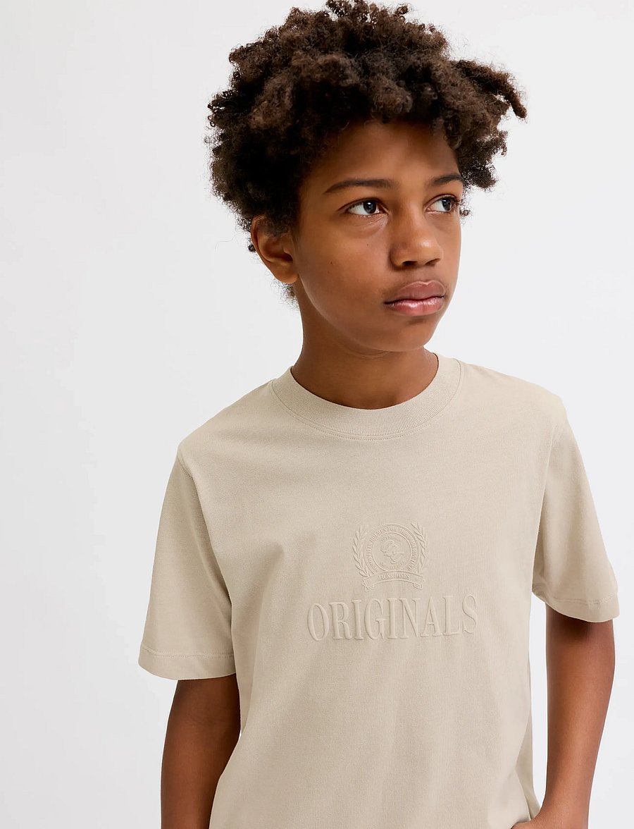 Jack & Jones - JORFREDERIKSBERG MONOGRAM TEE SS CN JNR - lühikeste varrukatega t-särgid - feather gray - 5