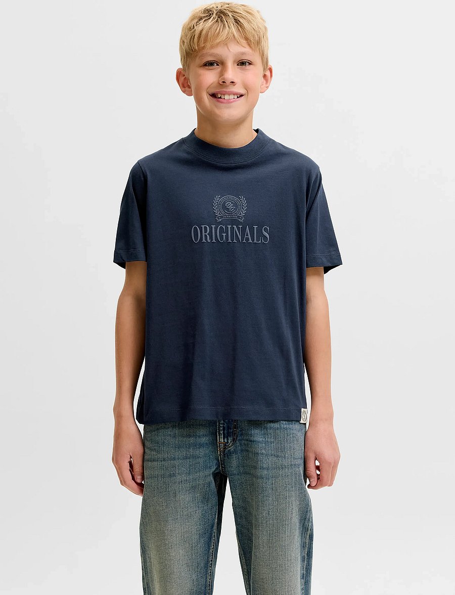 Jack & Jones - JORFREDERIKSBERG MONOGRAM TEE SS CN JNR - kortærmede t-shirts - sky captain - 0