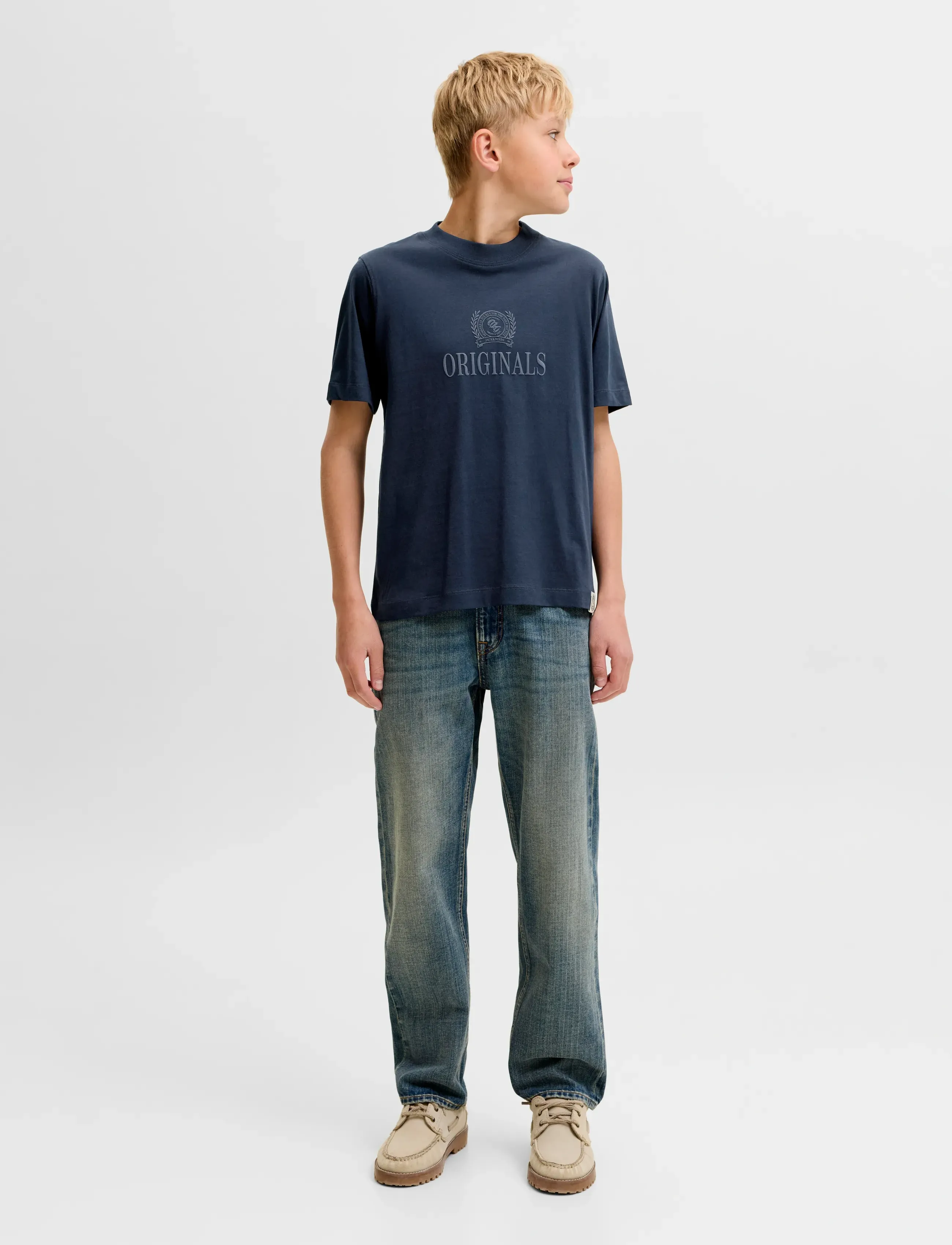 Jack & Jones - JORFREDERIKSBERG MONOGRAM TEE SS CN JNR - kortærmede t-shirts - sky captain - 4