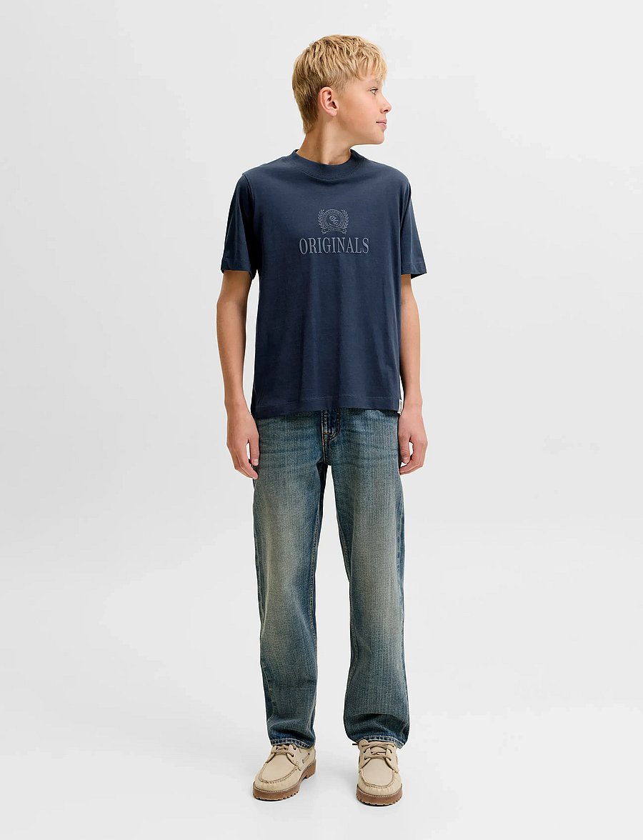 Jack & Jones - JORFREDERIKSBERG MONOGRAM TEE SS CN JNR - kortærmede t-shirts - sky captain - 4