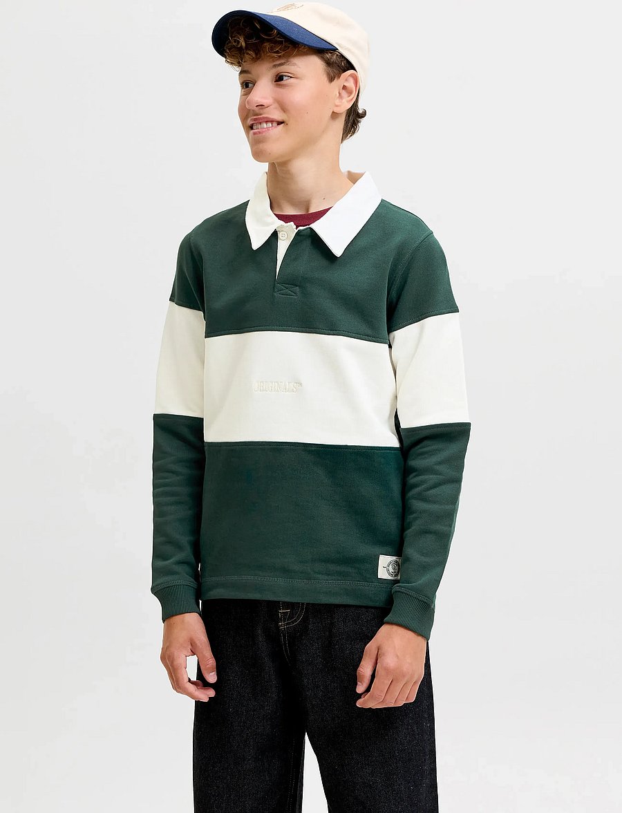 Jack & Jones - JORFREDERIKSBERG BLOCKING SWEAT POLO JNR - pine grove - 0