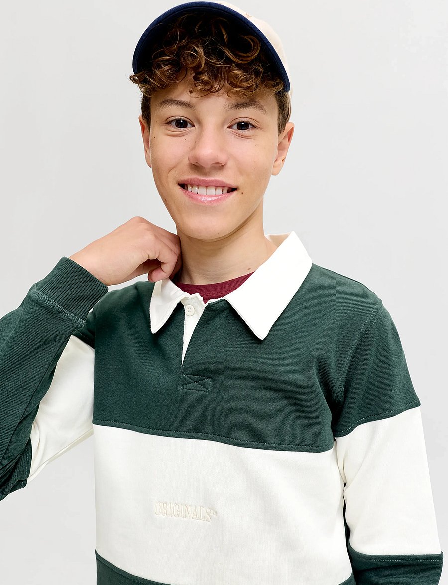 Jack & Jones - JORFREDERIKSBERG BLOCKING SWEAT POLO JNR - pine grove - 5
