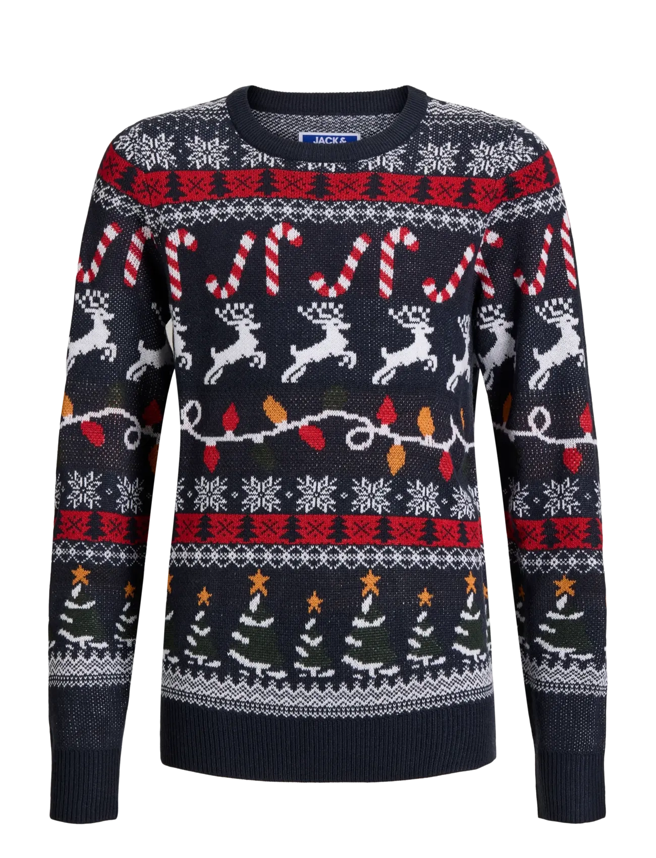 Jack & Jones JJXMAS SANTA KNIT CREW NECK JNR - Jumpers - NAVY BLAZER / navy