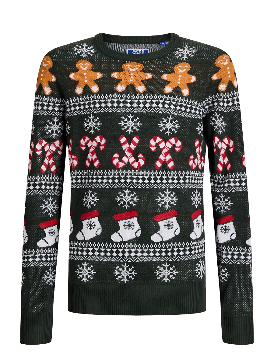 Jack & Jones - JJXMAS SANTA KNIT CREW NECK JNR - pullover - scarab - 0