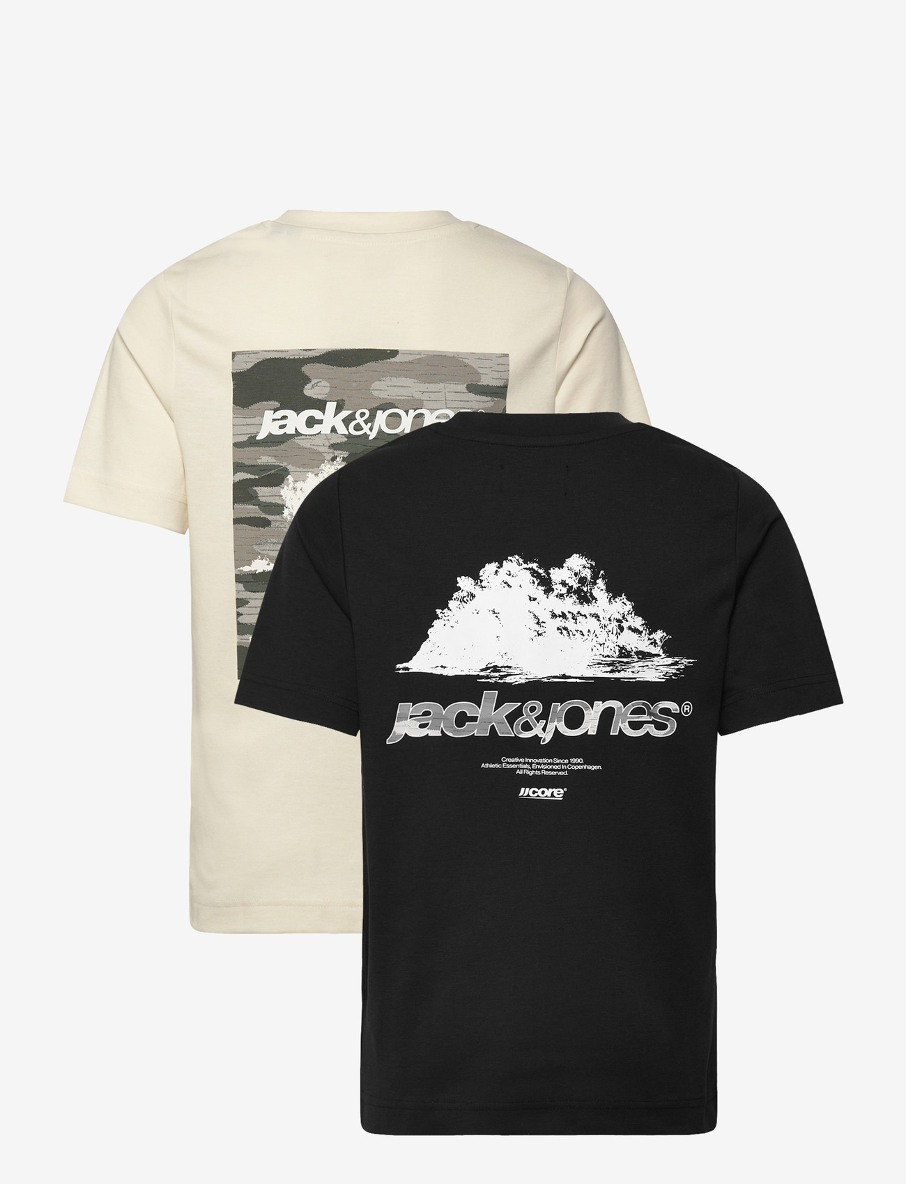 Jack & Jones - JCOBREEZE BACK PRINT TEE SS 2PK MP JNR - lühikeste varrukatega t-särgid - black - 1