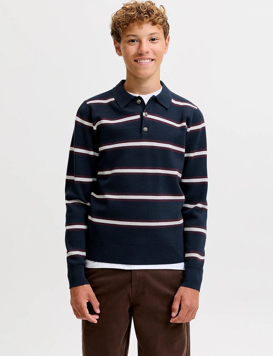 Jack & Jones - JORATOCHA KNIT STRIPE POLO JNR - sky captain - 0