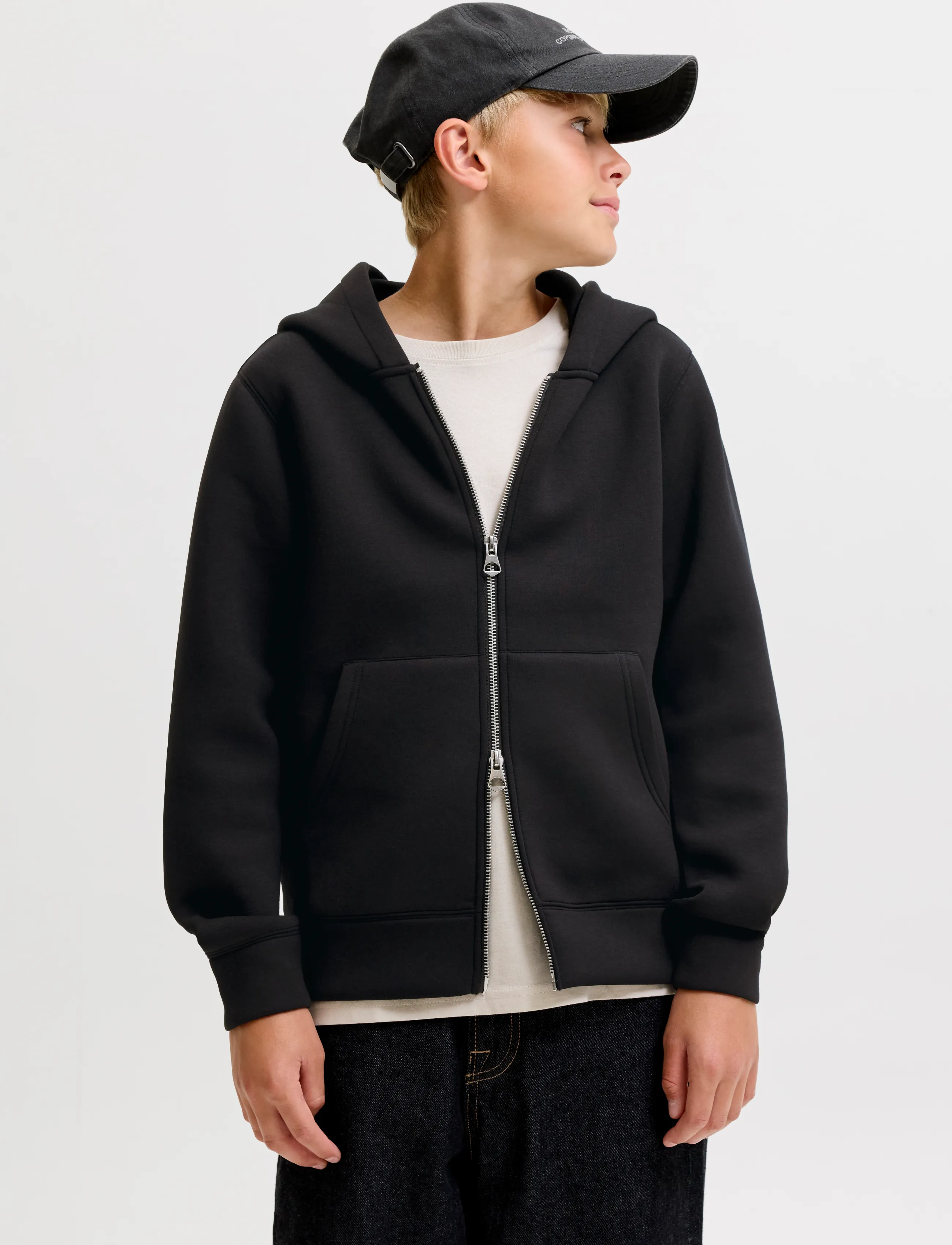 Jack & Jones Jcolegacy Sweat Scuba Zip Hood Noos Jnr, 140, Sweatshirts Hoodies, Schwarz - Kinder