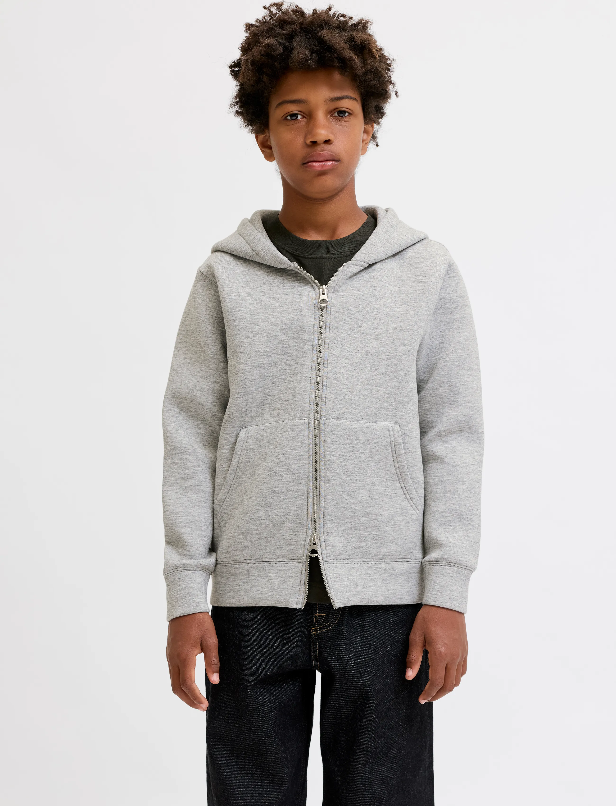 Jack & Jones Jcolegacy Sweat Scuba Zip Hood Noos Jnr, 176, Sweatshirts Hoodies, Grau - Kinder