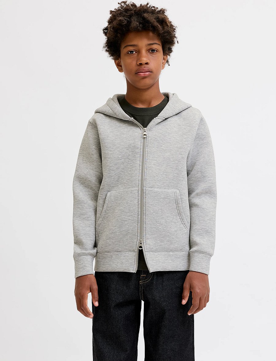 Jack & Jones - JCOLEGACY SWEAT SCUBA ZIP HOOD NOOS JNR - kapuzenpullover - light grey melange - 0