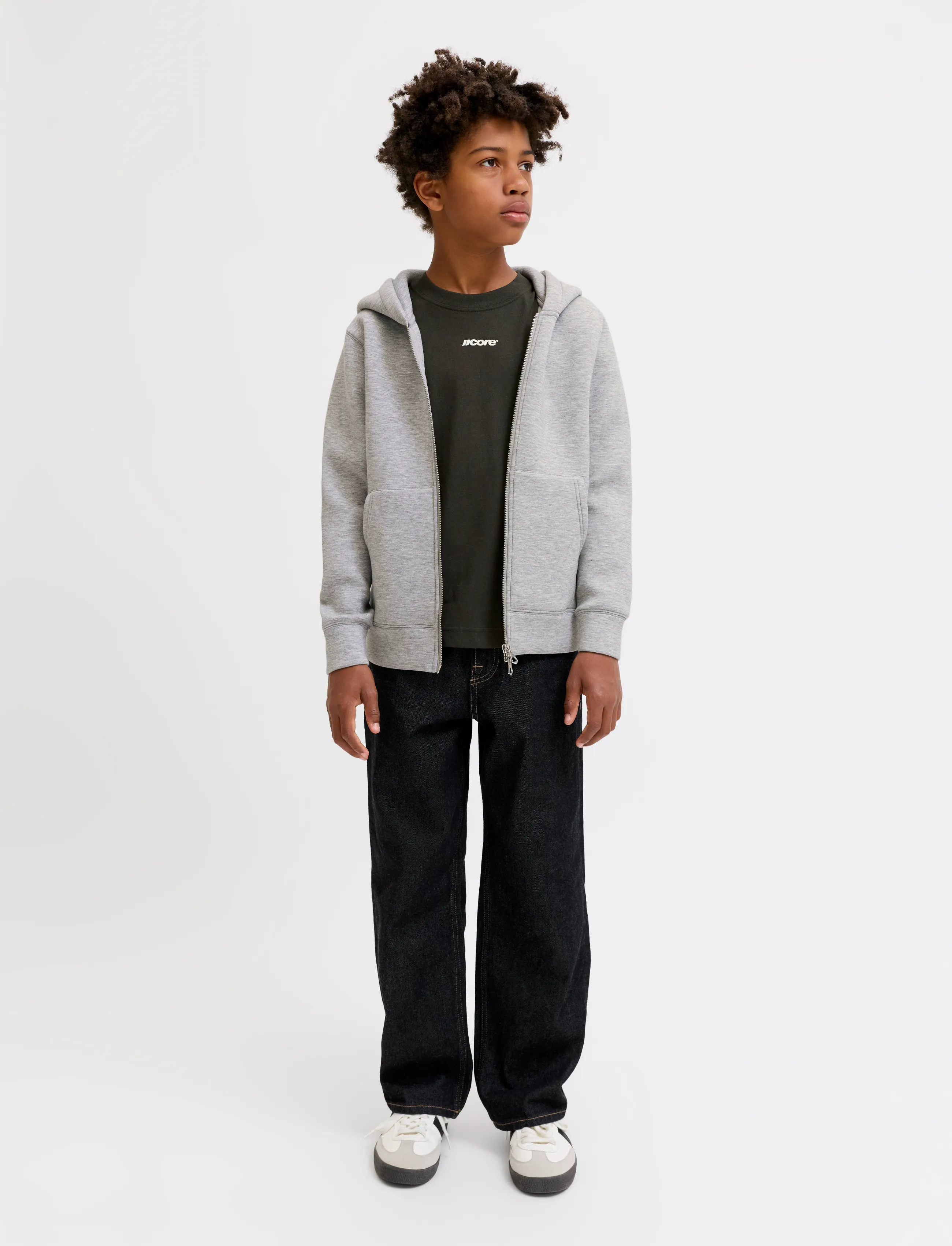 Jack & Jones - JCOLEGACY SWEAT SCUBA ZIP HOOD NOOS JNR - kapuzenpullover - light grey melange - 4