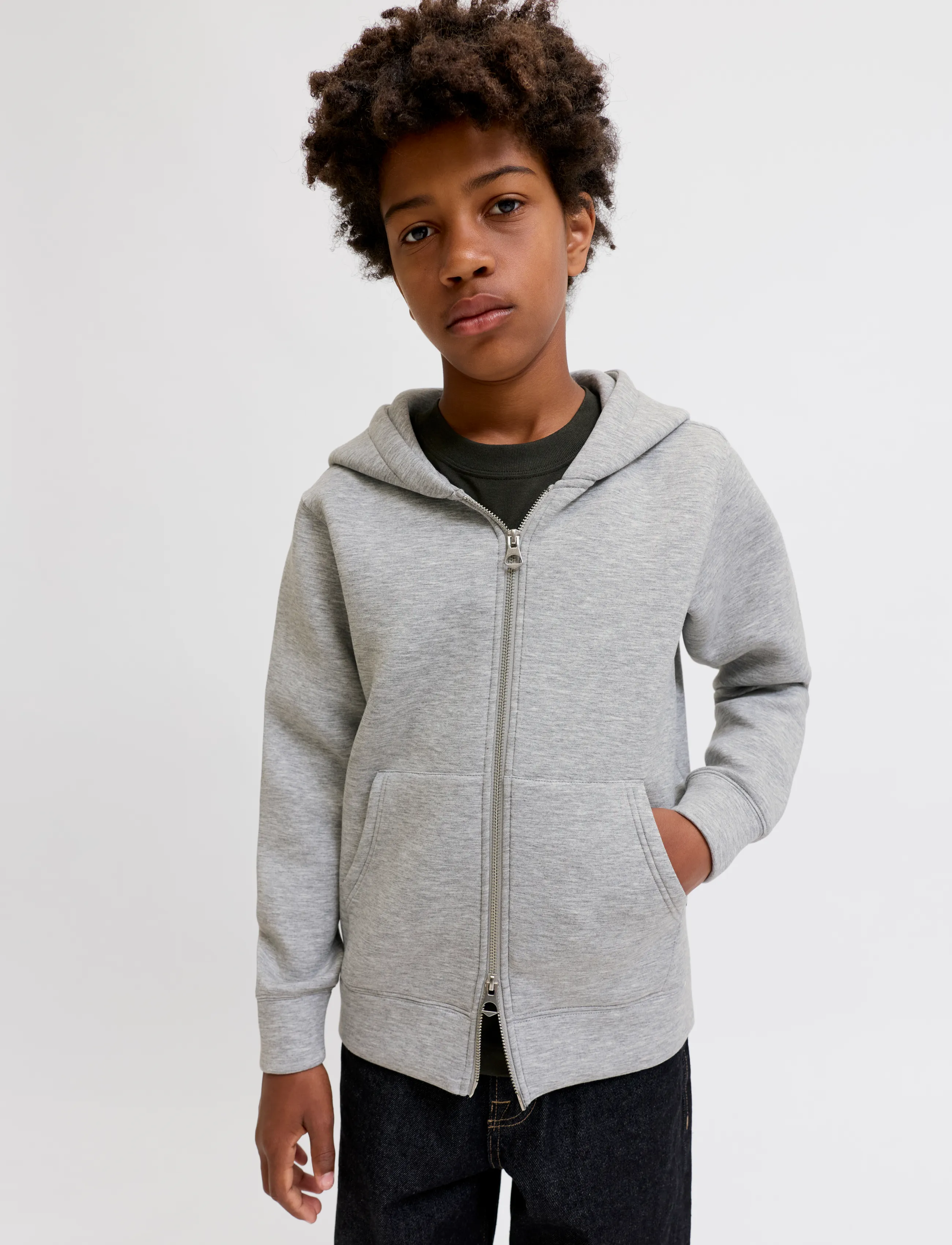 Jack & Jones - JCOLEGACY SWEAT SCUBA ZIP HOOD NOOS JNR - kapuzenpullover - light grey melange - 5