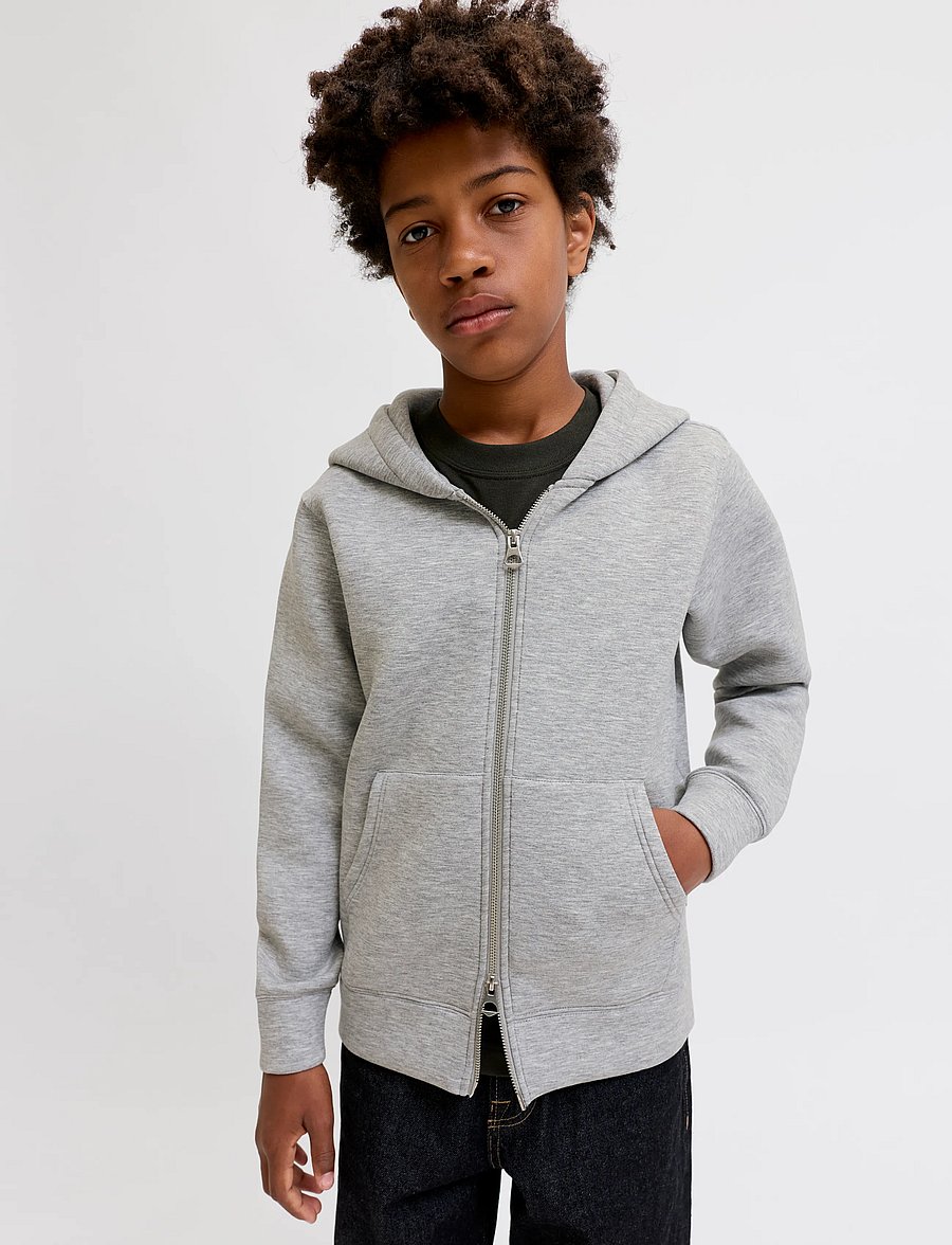 Jack & Jones - JCOLEGACY SWEAT SCUBA ZIP HOOD NOOS JNR - kapuzenpullover - light grey melange - 5