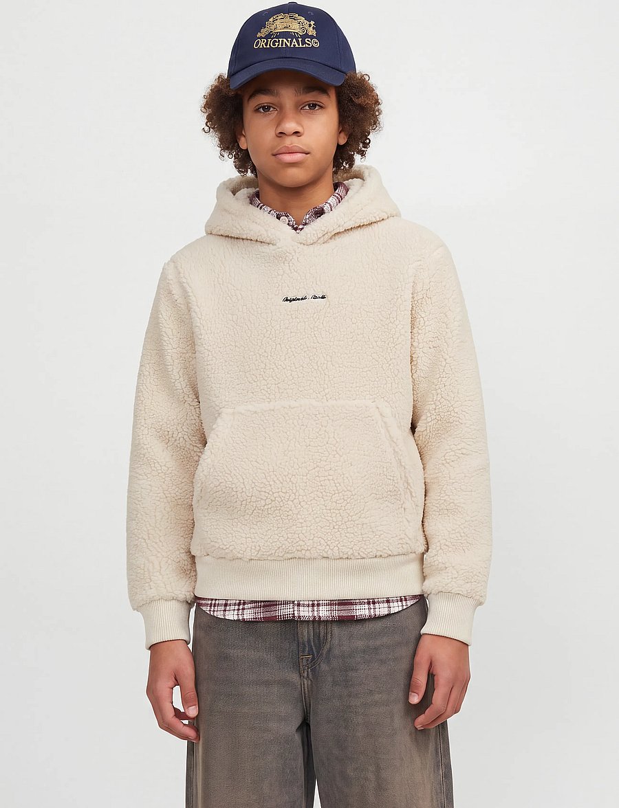 Jack & Jones - JORNORREBRO EMB TEDDY SWEAT HOOD JNR - dressipluusid - oatmeal - 0