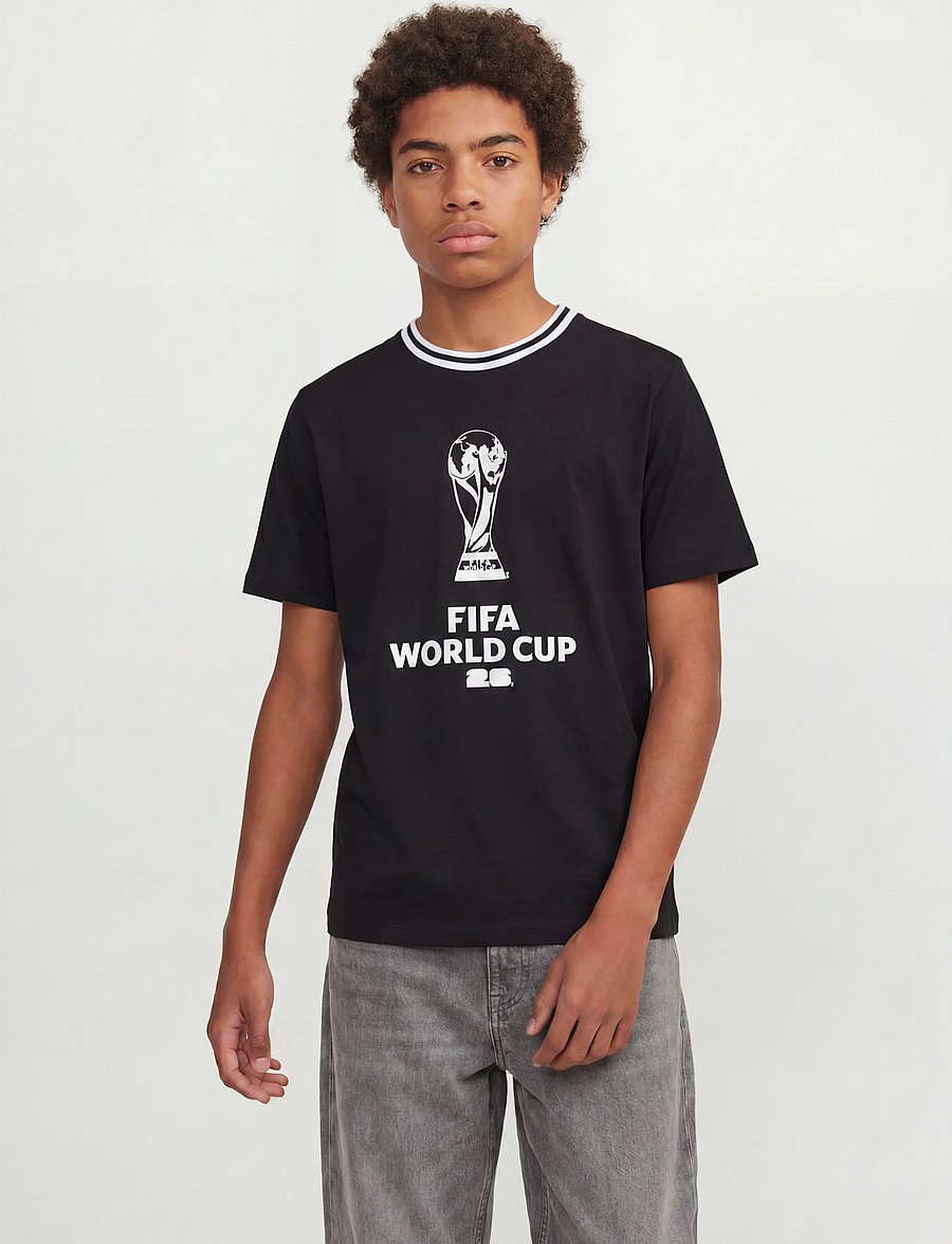 Jack & Jones - JORFIFA TEE SS CREW NECK STYD AW25 JNR - sporta topi - black - 0