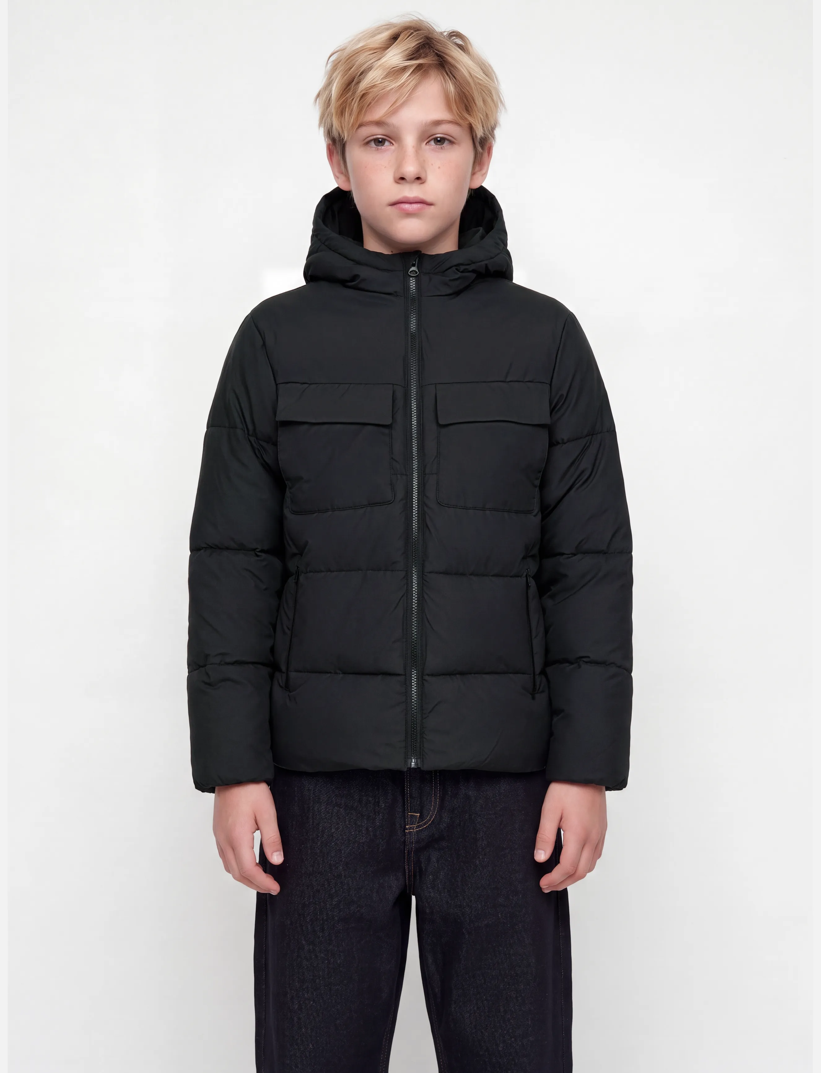 Jack & Jones - JCOFUSION PU PUFFER JACKET JNR - thermo-jacken - black - 0