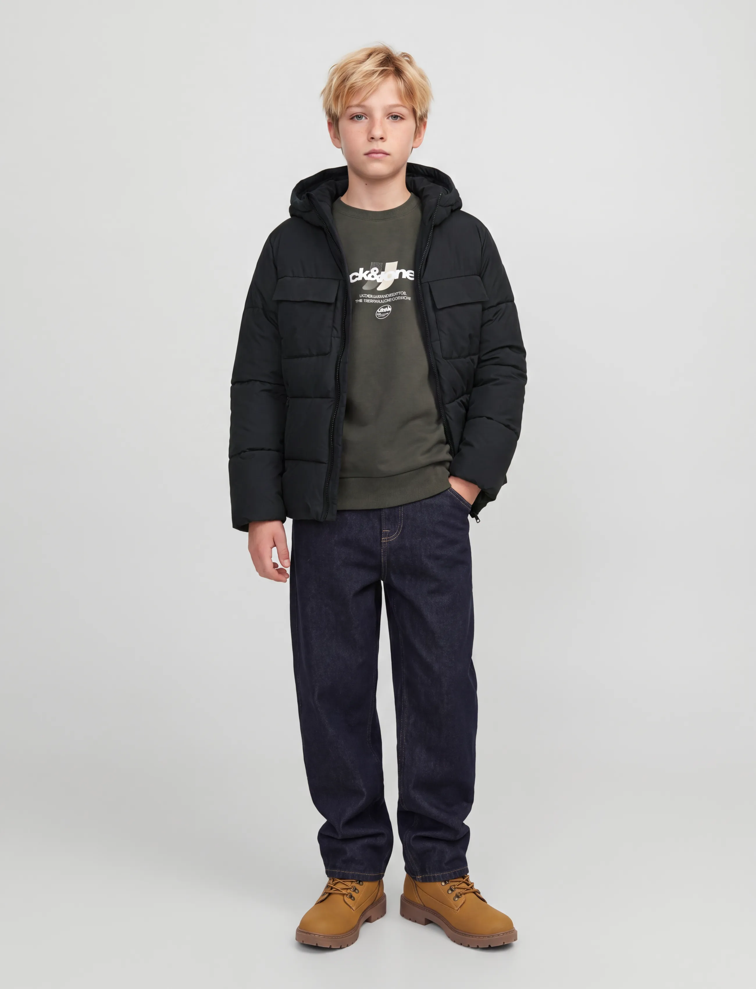 Jack & Jones - JCOFUSION PU PUFFER JACKET JNR - thermo-jacken - black - 4