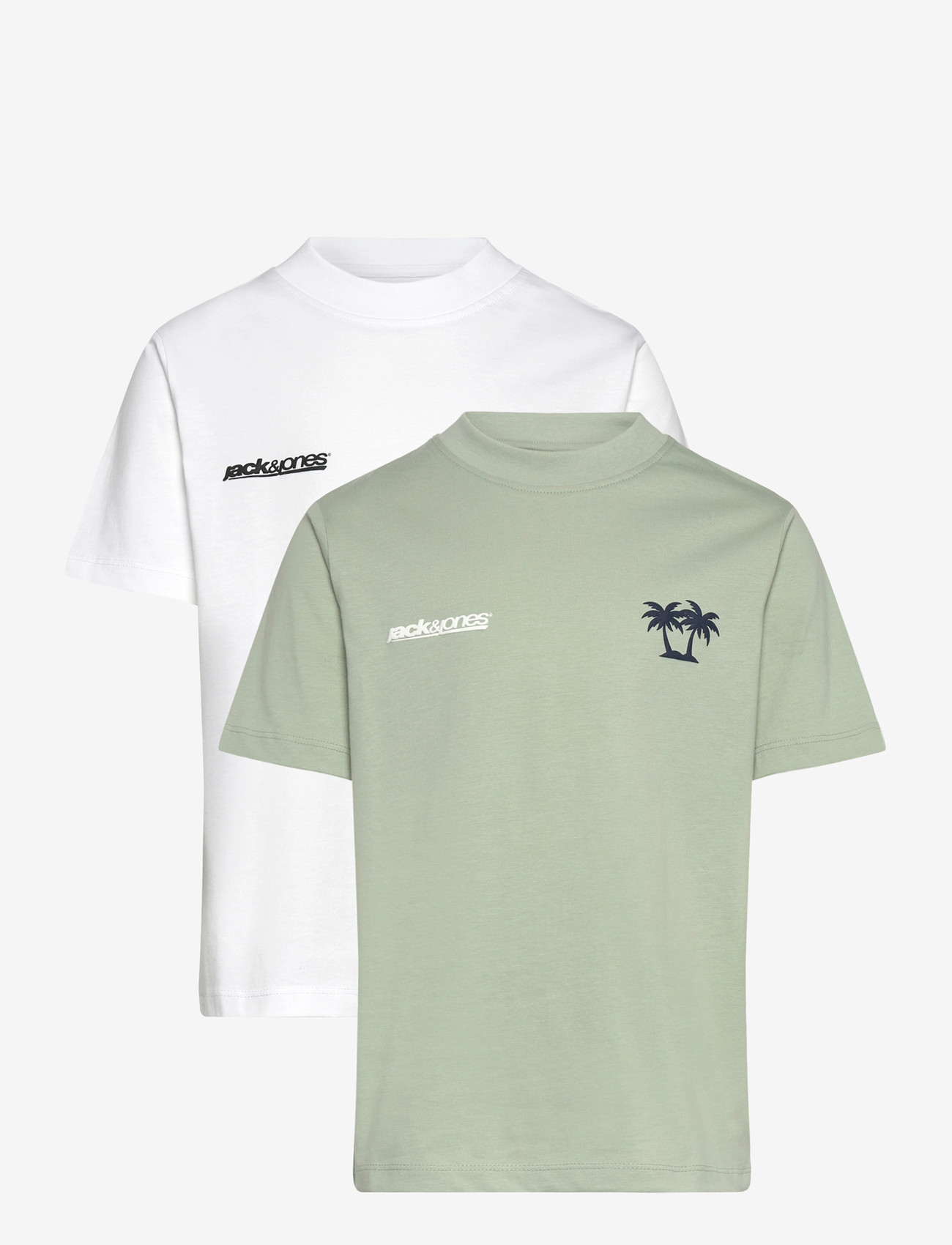 Jack & Jones - JCOCLUB BACK IMAGERY TEE SS 2PK MP JNR - short-sleeved t-shirts - aqua gray - 0