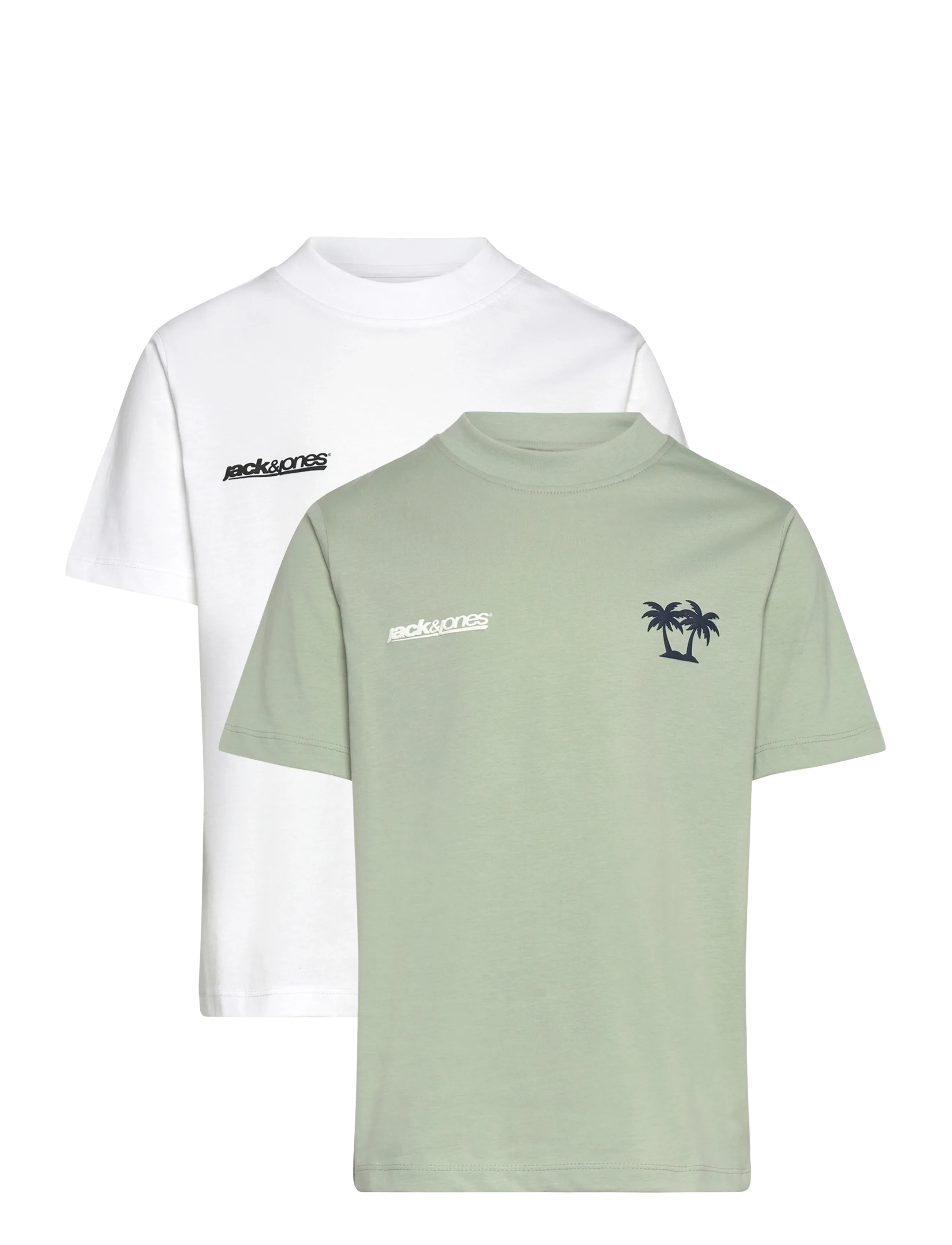 Jack & Jones JCOCLUB BACK IMAGERY TEE SS 2PK MP JNR - Överdelar - AQUA GRAY / white