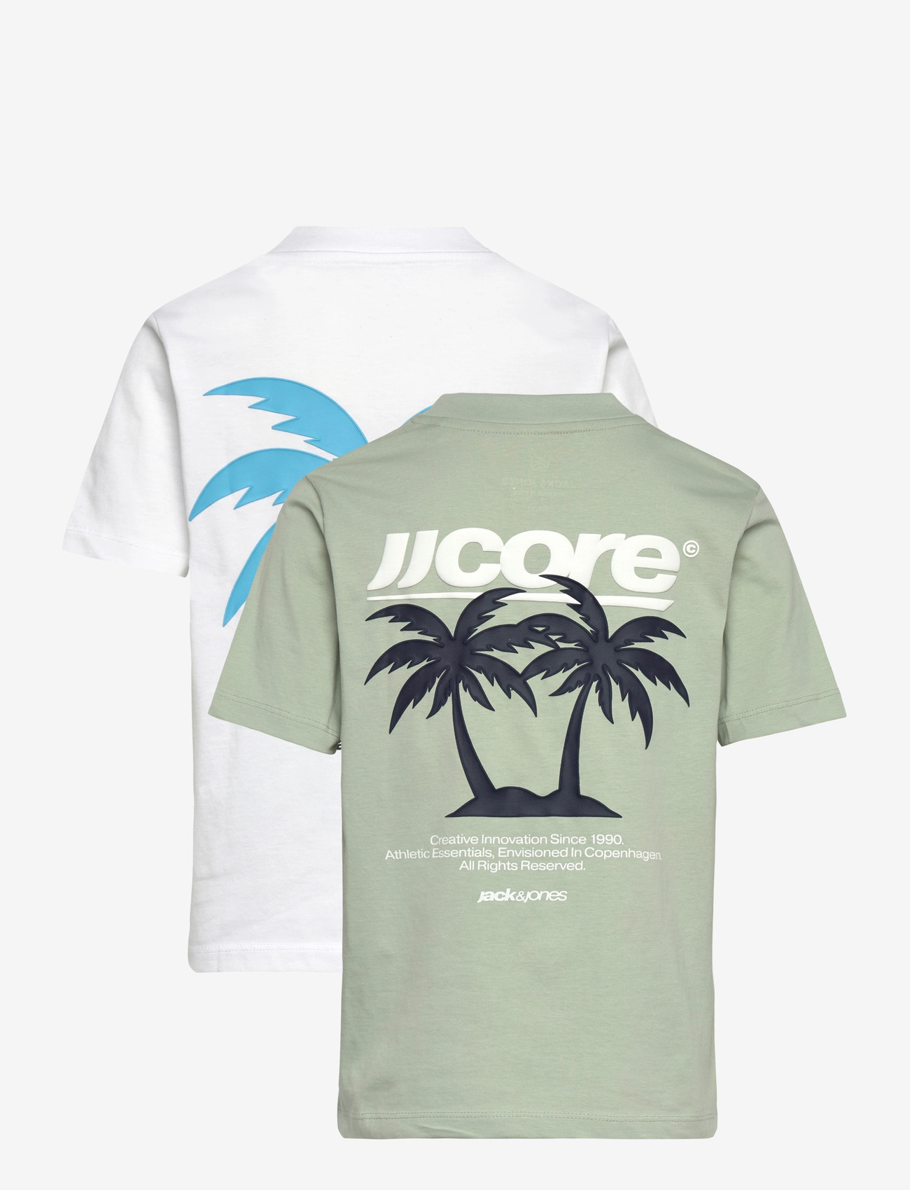 Jack & Jones - JCOCLUB BACK IMAGERY TEE SS 2PK MP JNR - short-sleeved t-shirts - aqua gray - 1