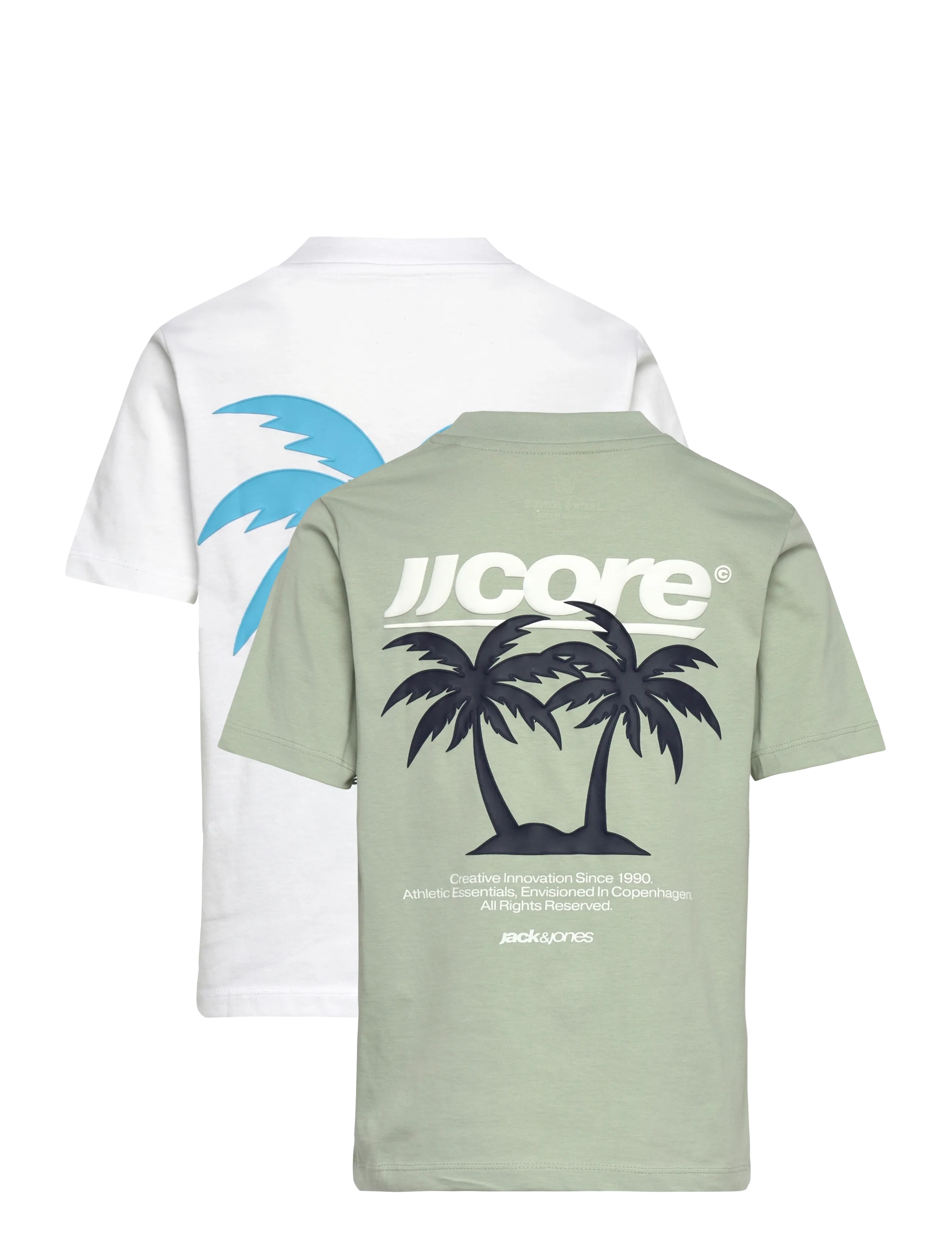 Jack & Jones - JCOCLUB BACK IMAGERY TEE SS 2PK MP JNR - kortärmade t-shirts - aqua gray - 1