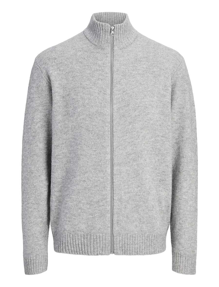 Jack & Jones - JJSOHO OLLIE KNIT HIGH NECK ZIP CA JNR - kerged joped - light grey melange - 0