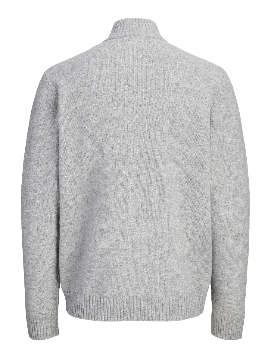 Jack & Jones - JJSOHO OLLIE KNIT HIGH NECK ZIP CA JNR - kerged joped - light grey melange - 1