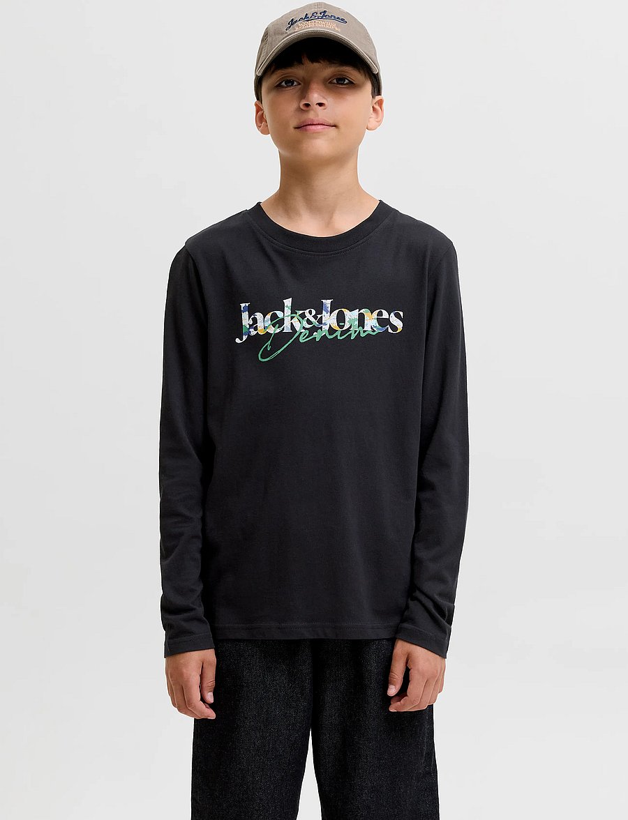 Jack & Jones - JJTOM TEE LS CREW NECK JNR - långärmade t-shirts - black - 0