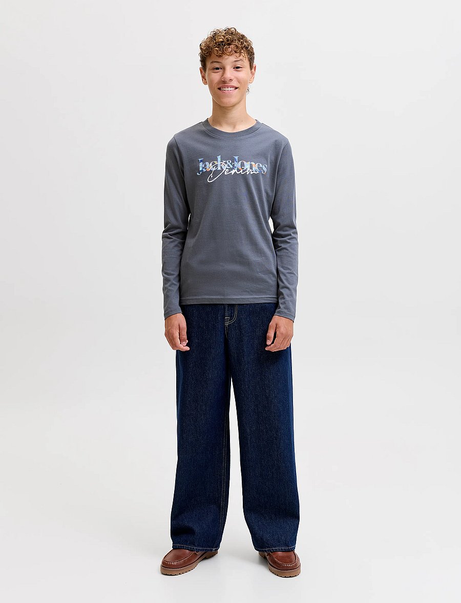 Jack & Jones - JJTOM TEE LS CREW NECK JNR - pikkade varrukatega t-särgid - turbulence - 4